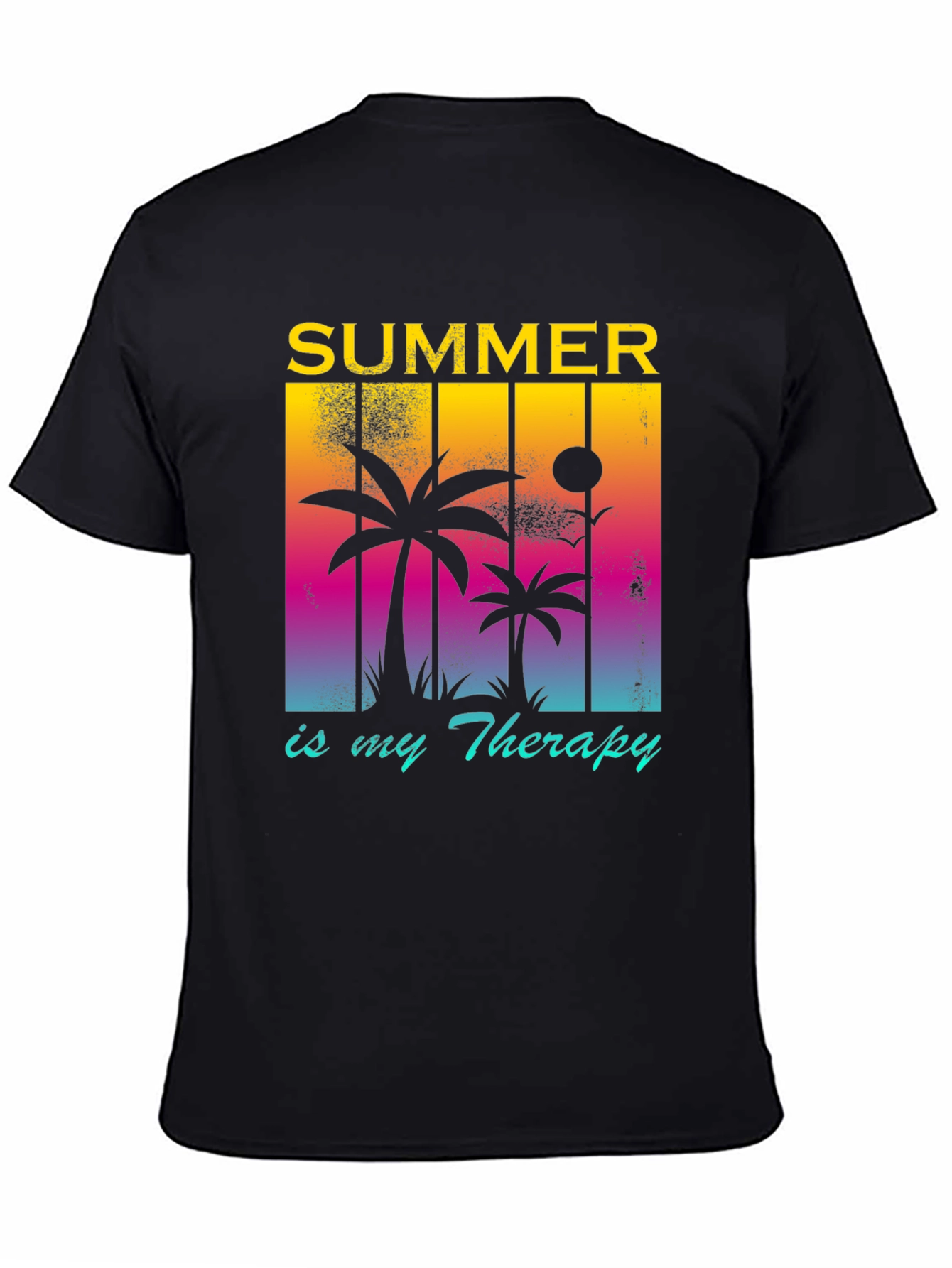 Summer Therapy Graphic Tee - Palm Tree Design