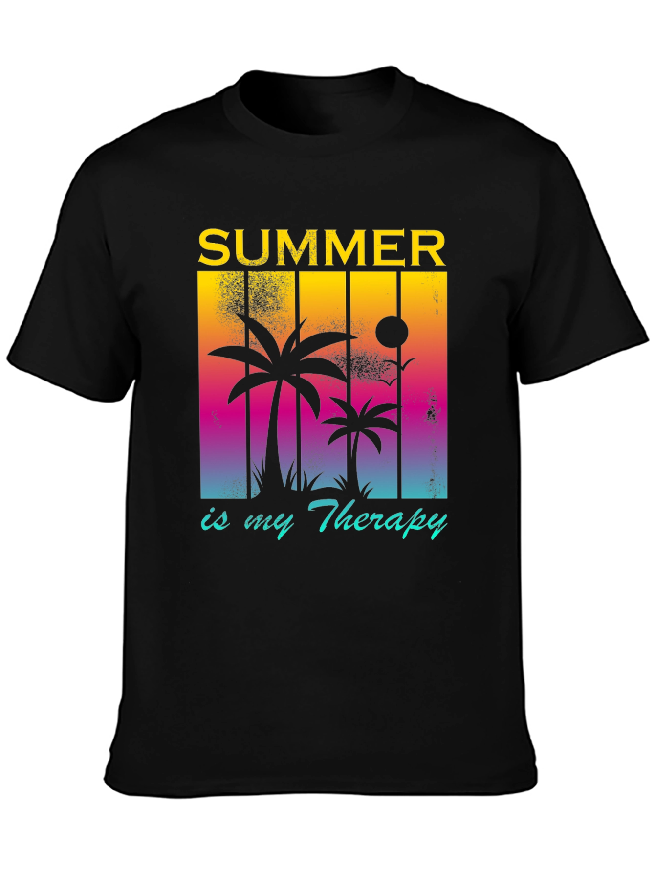 Summer Therapy Graphic Tee - Palm Tree Design