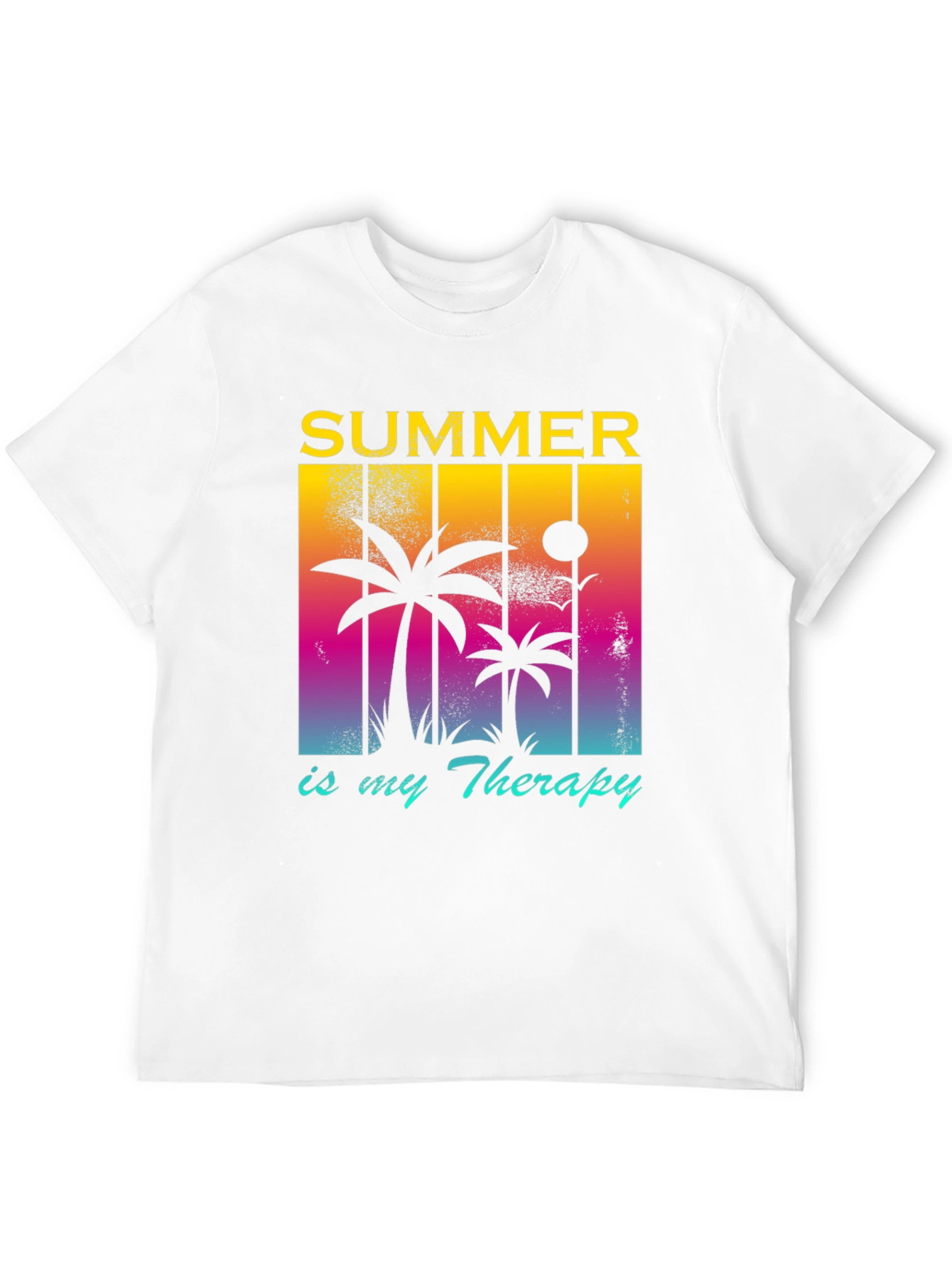 Summer Therapy Graphic Tee - Palm Tree Design