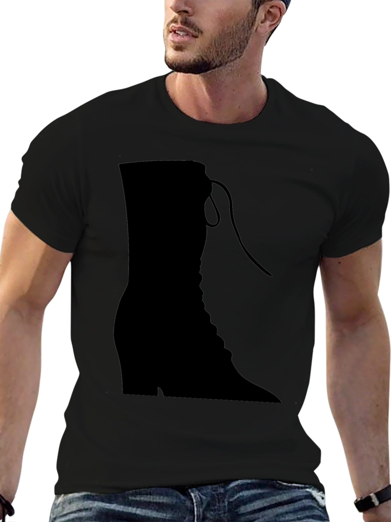 Stylish Black Boot Graphic T-Shirt