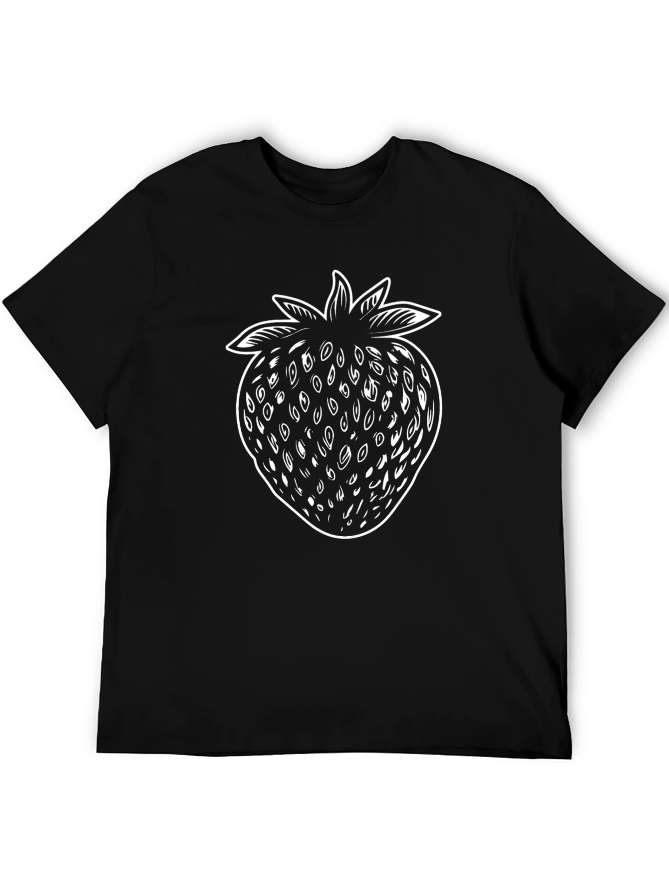 Strawberry Graphic T-Shirt - Black Cotton Tee
