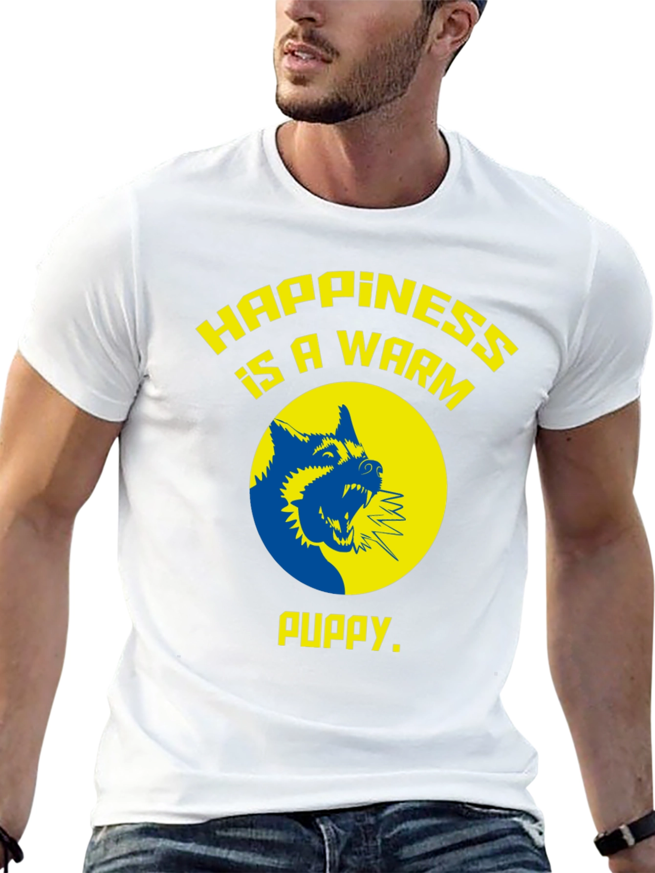 Happiness is a Warm Puppy Graphic Tee - Black