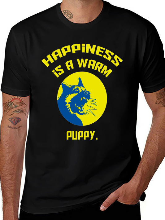Happiness is a Warm Puppy Graphic Tee - Black