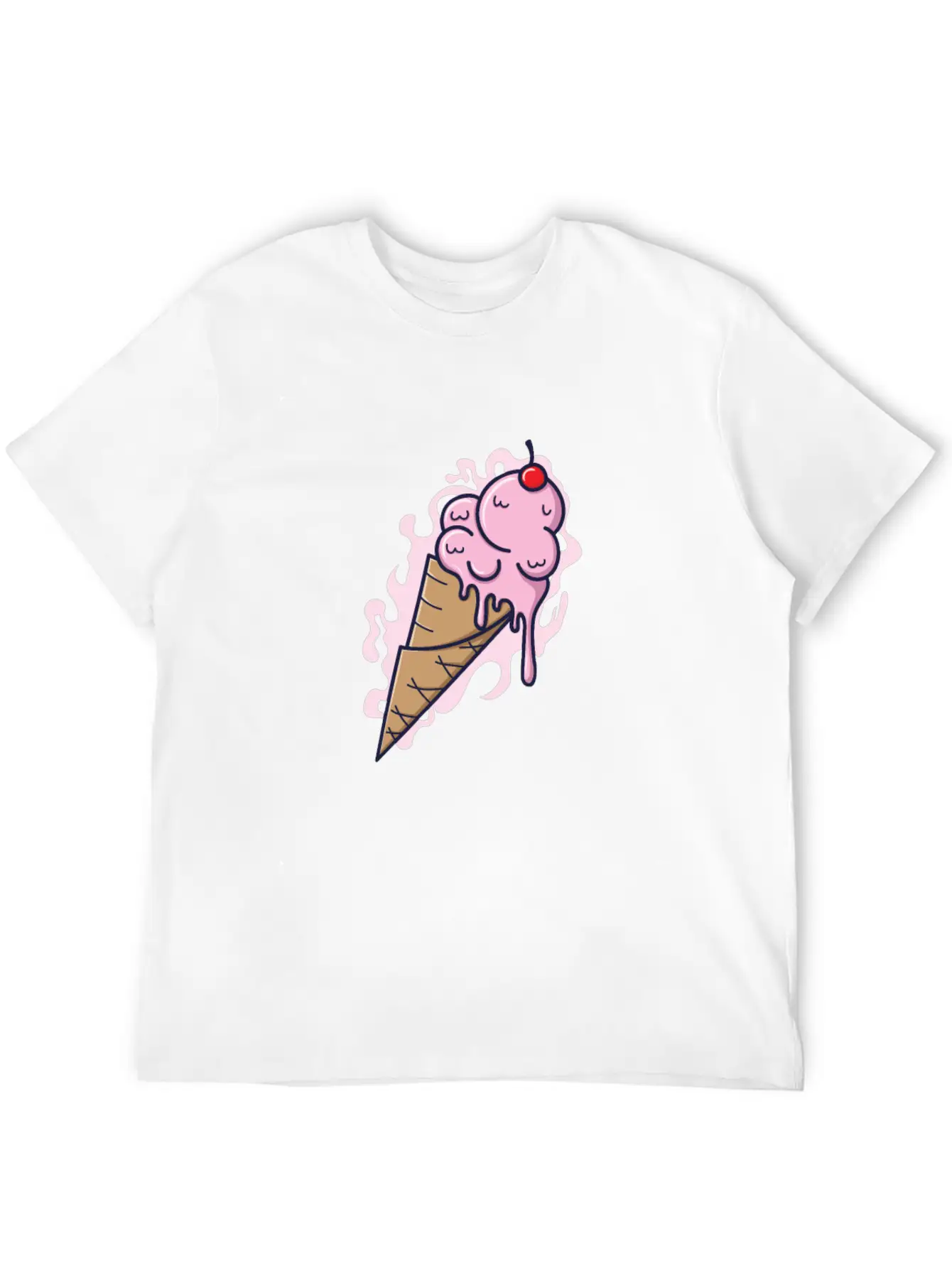 Ice Cream Cone With Fruity Ice Cream And Tables Stylish Everyday T-Shirt – Unisex Basic Cotton Tee