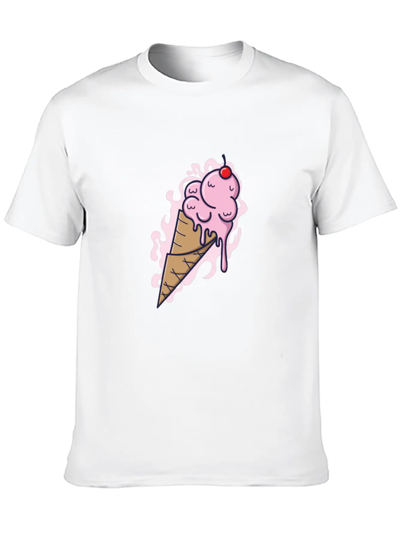 Ice Cream Cone With Fruity Ice Cream And Tables Stylish Everyday T-Shirt – Unisex Basic Cotton Tee