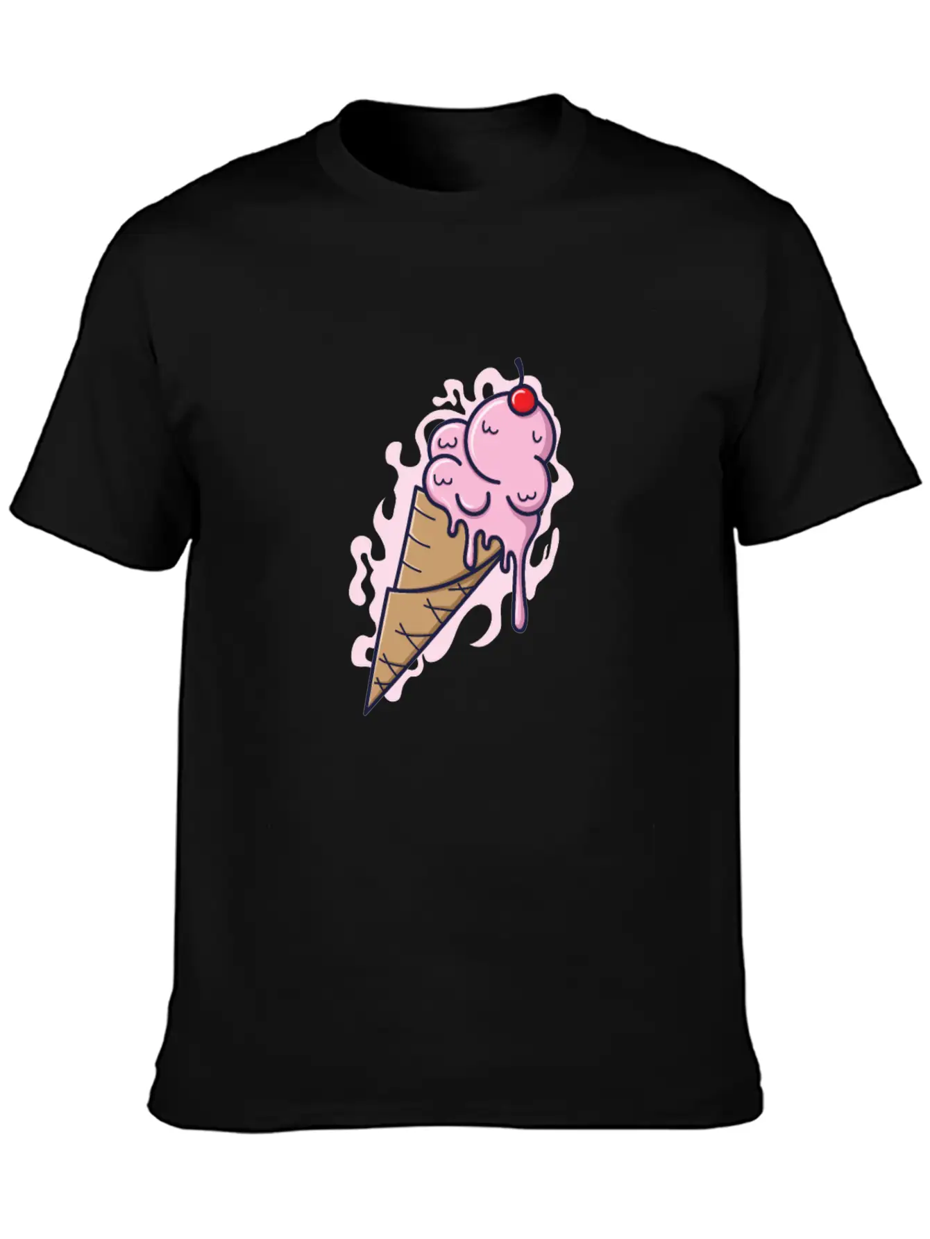 Ice Cream Cone With Fruity Ice Cream And Tables Stylish Everyday T-Shirt – Unisex Basic Cotton Tee