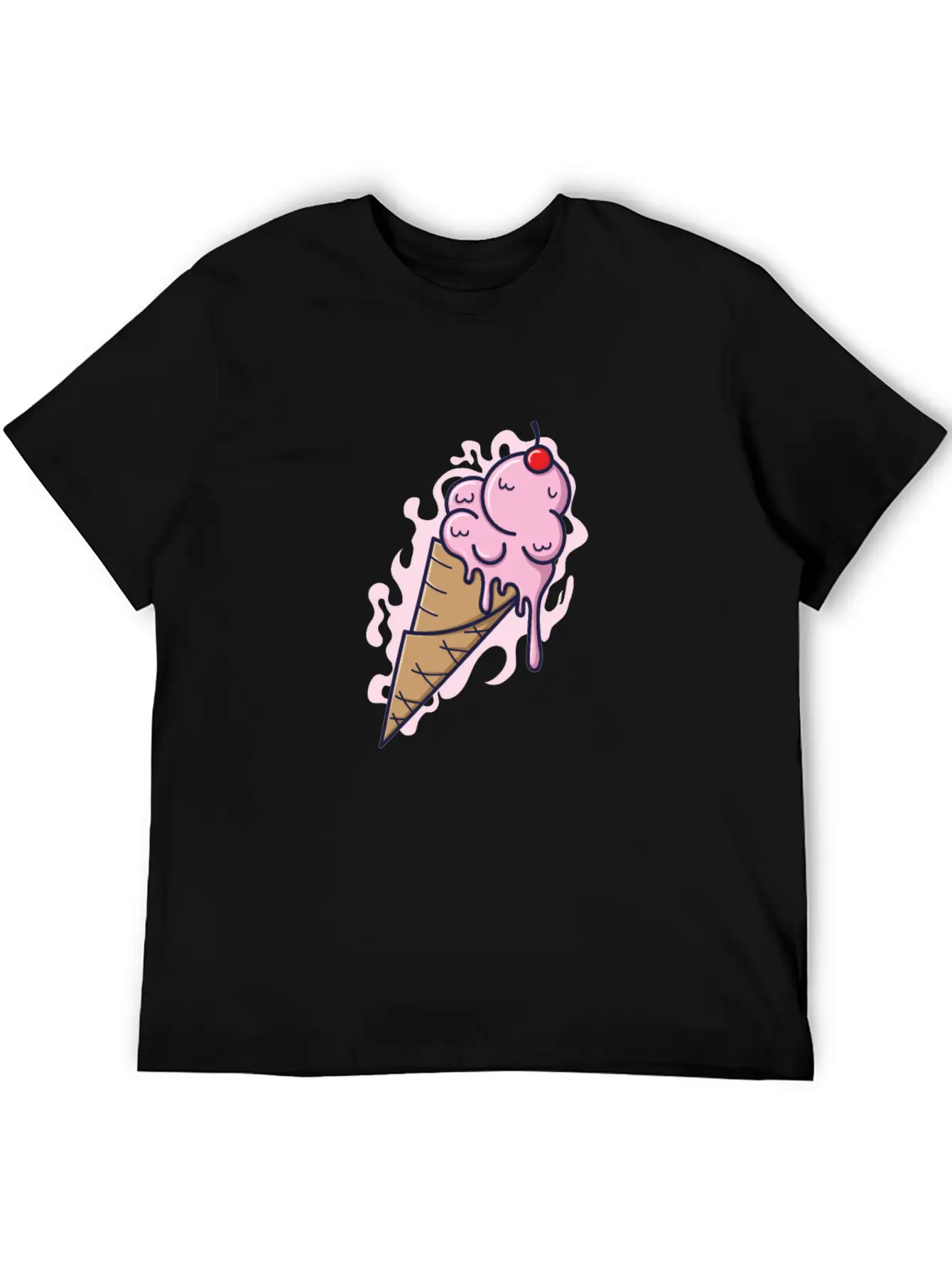 Ice Cream Cone With Fruity Ice Cream And Tables Stylish Everyday T-Shirt – Unisex Basic Cotton Tee