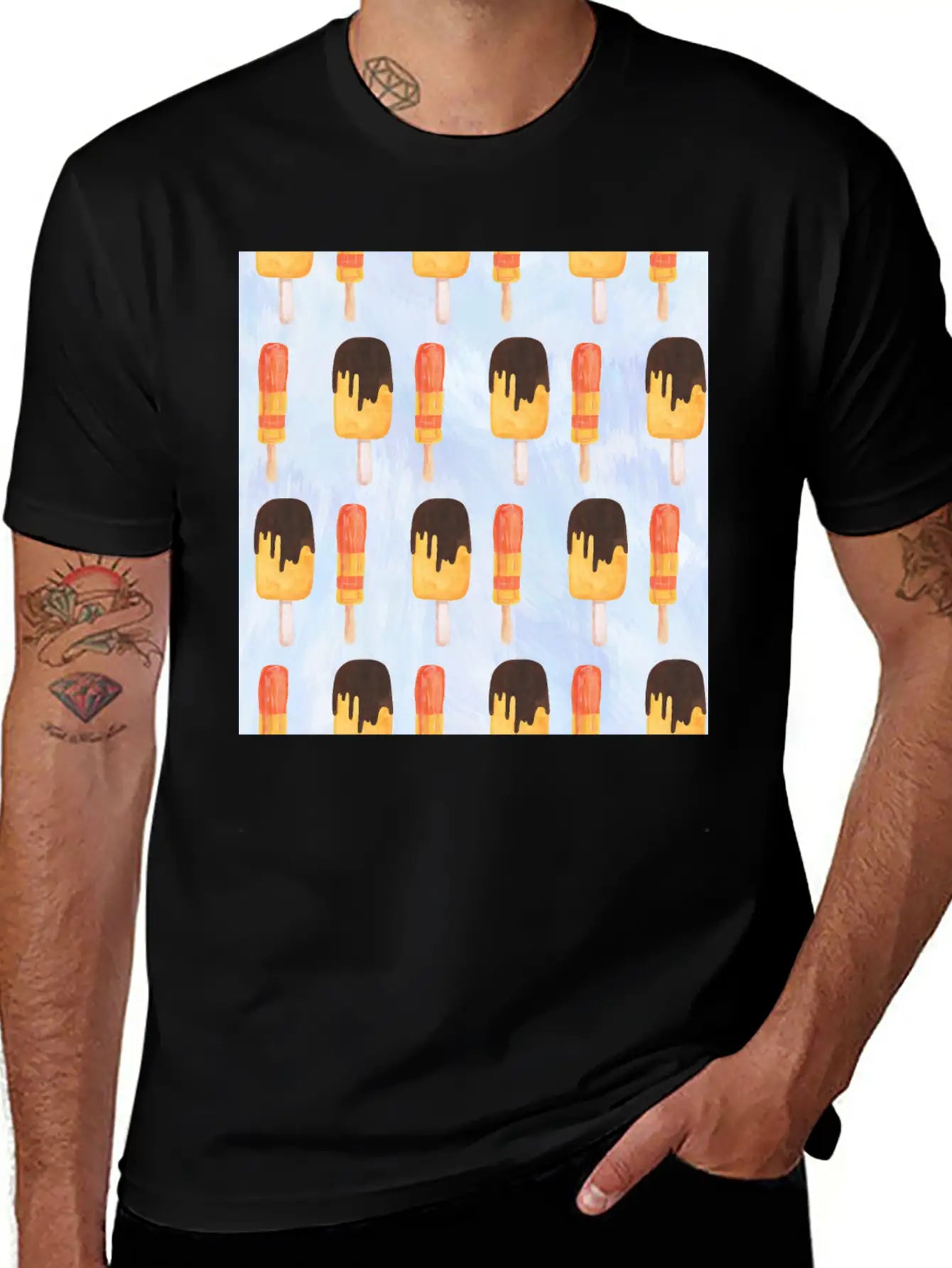 Ice Cream Neck Gator Popsicles Unisex Short Sleeve Soft Cotton T-Shirt – Casual Everyday Wear