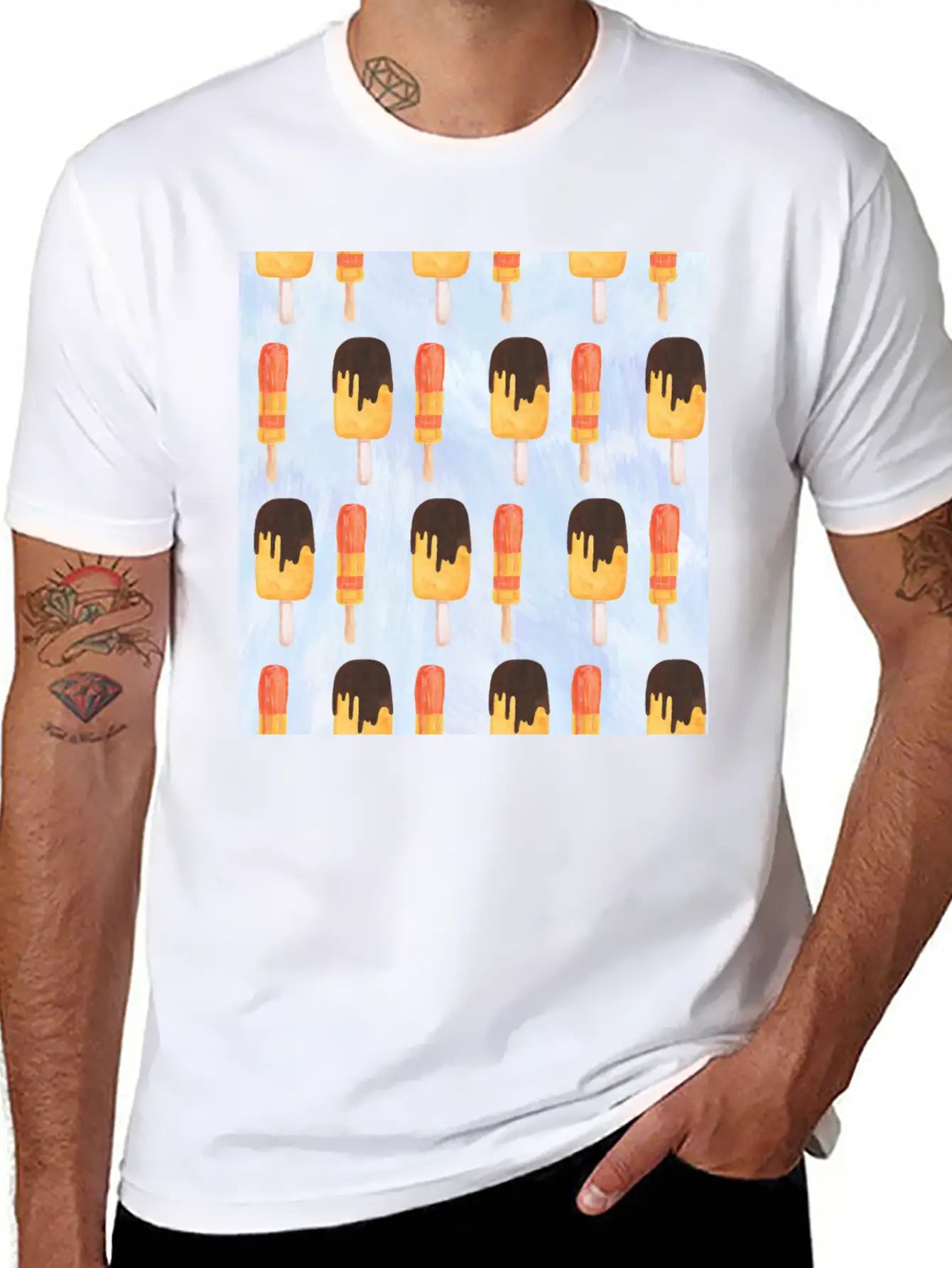 Ice Cream Neck Gator Popsicles Unisex Short Sleeve Soft Cotton T-Shirt – Casual Everyday Wear