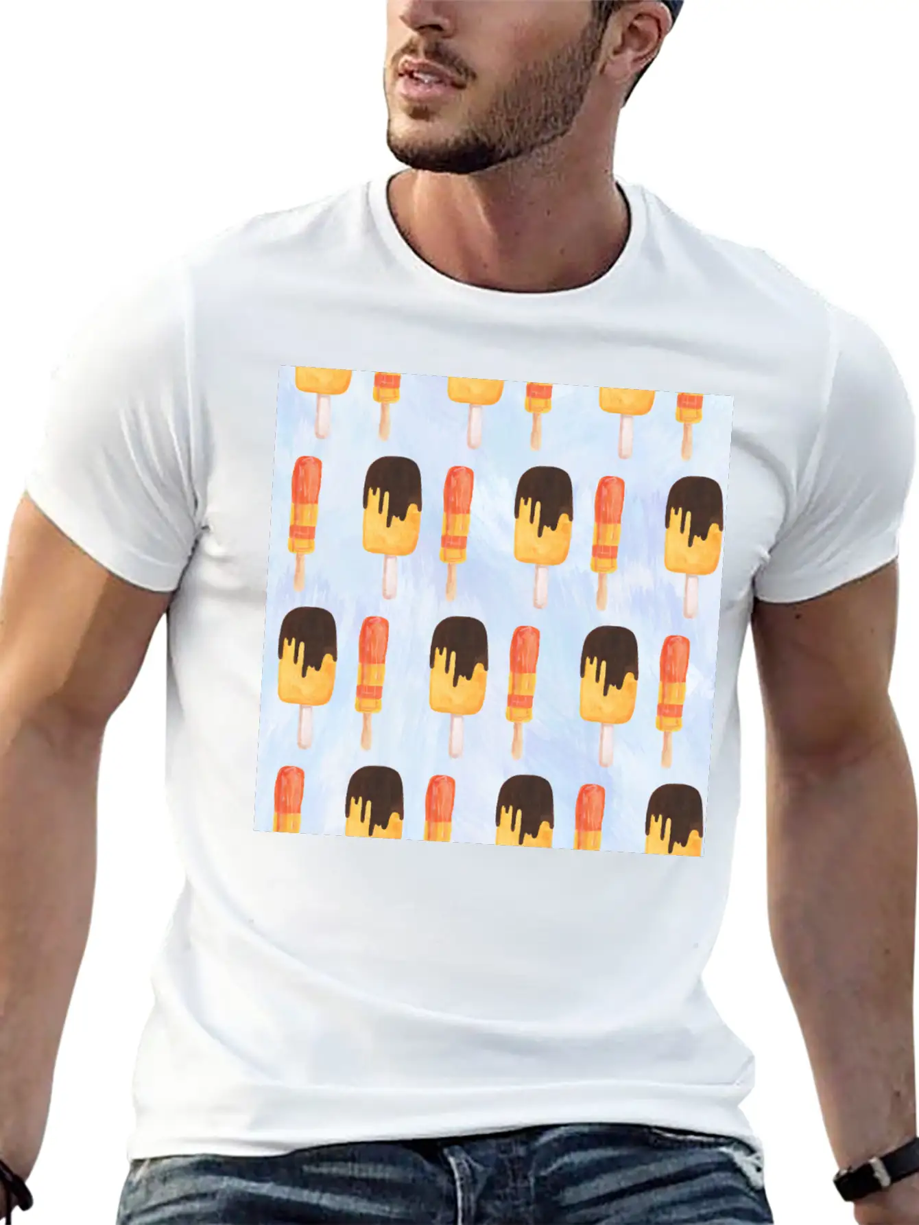 Ice Cream Neck Gator Popsicles Unisex Short Sleeve Soft Cotton T-Shirt – Casual Everyday Wear