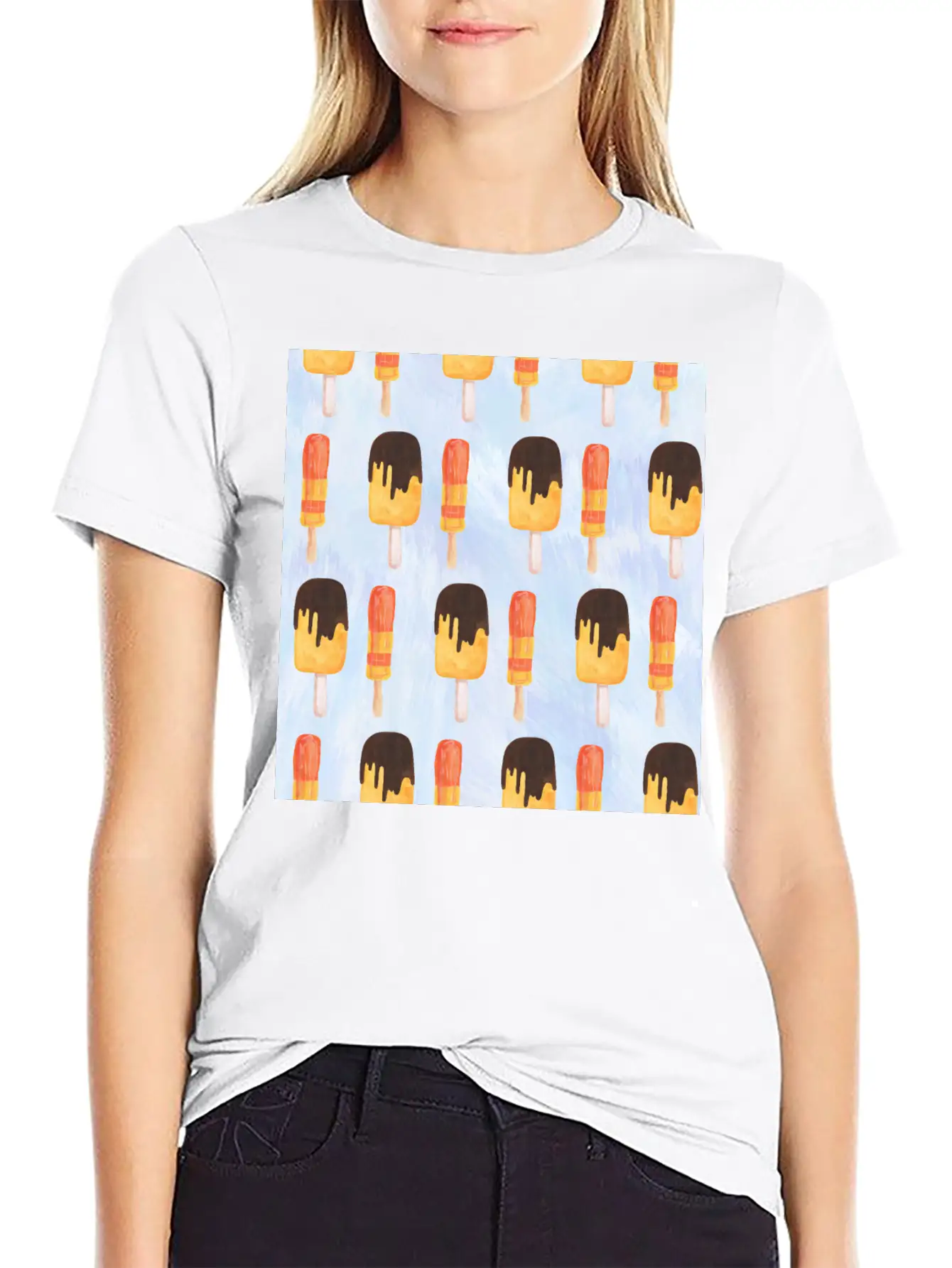 Ice Cream Neck Gator Popsicles Unisex Short Sleeve Soft Cotton T-Shirt – Casual Everyday Wear
