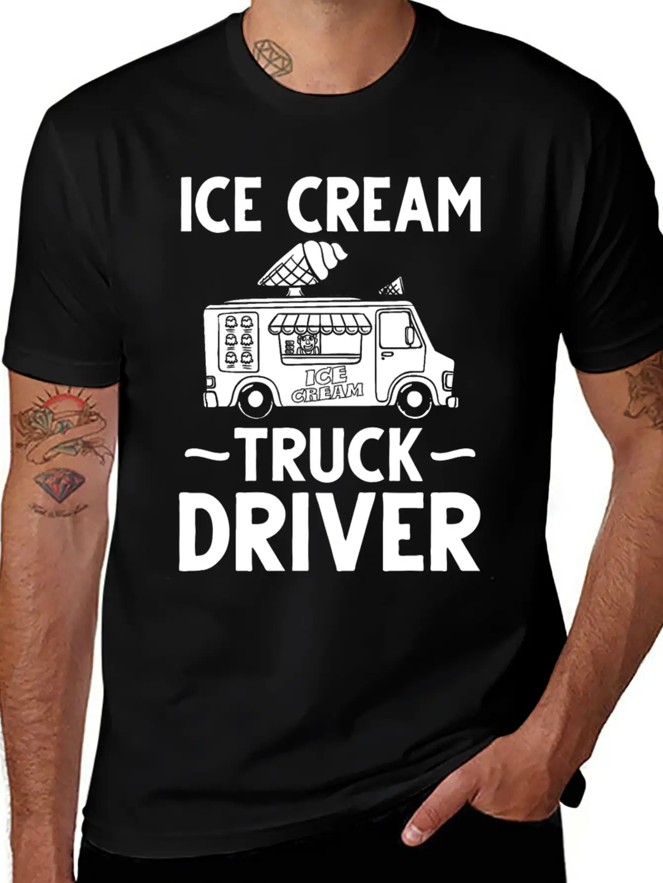 Ice Cream Truck Driver Ice Cream Van Man Stylish Everyday T-Shirt – Unisex Basic Cotton Tee