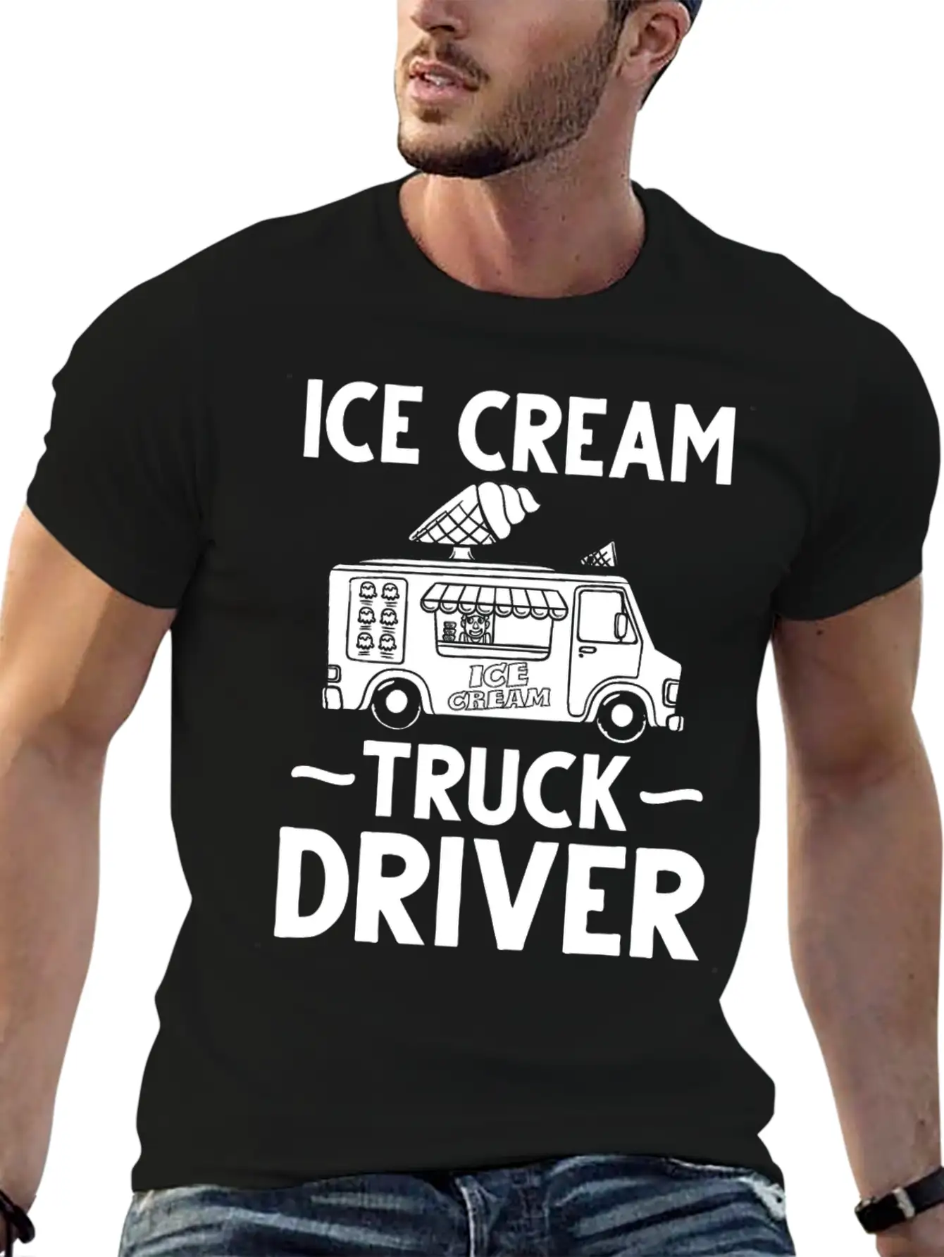 Ice Cream Truck Driver Ice Cream Van Man Stylish Everyday T-Shirt – Unisex Basic Cotton Tee