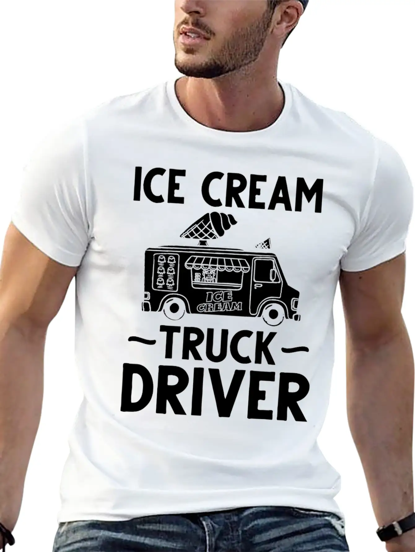 Ice Cream Truck Driver Ice Cream Van Man Stylish Everyday T-Shirt – Unisex Basic Cotton Tee