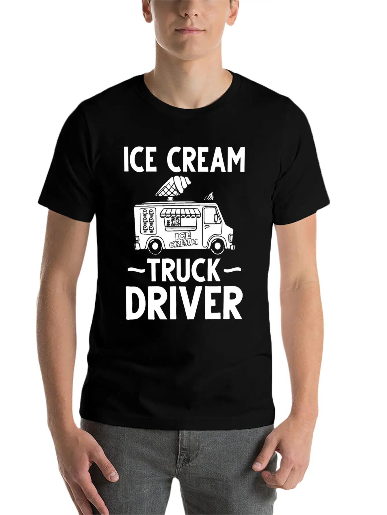 Ice Cream Truck Driver Ice Cream Van Man Stylish Everyday T-Shirt – Unisex Basic Cotton Tee