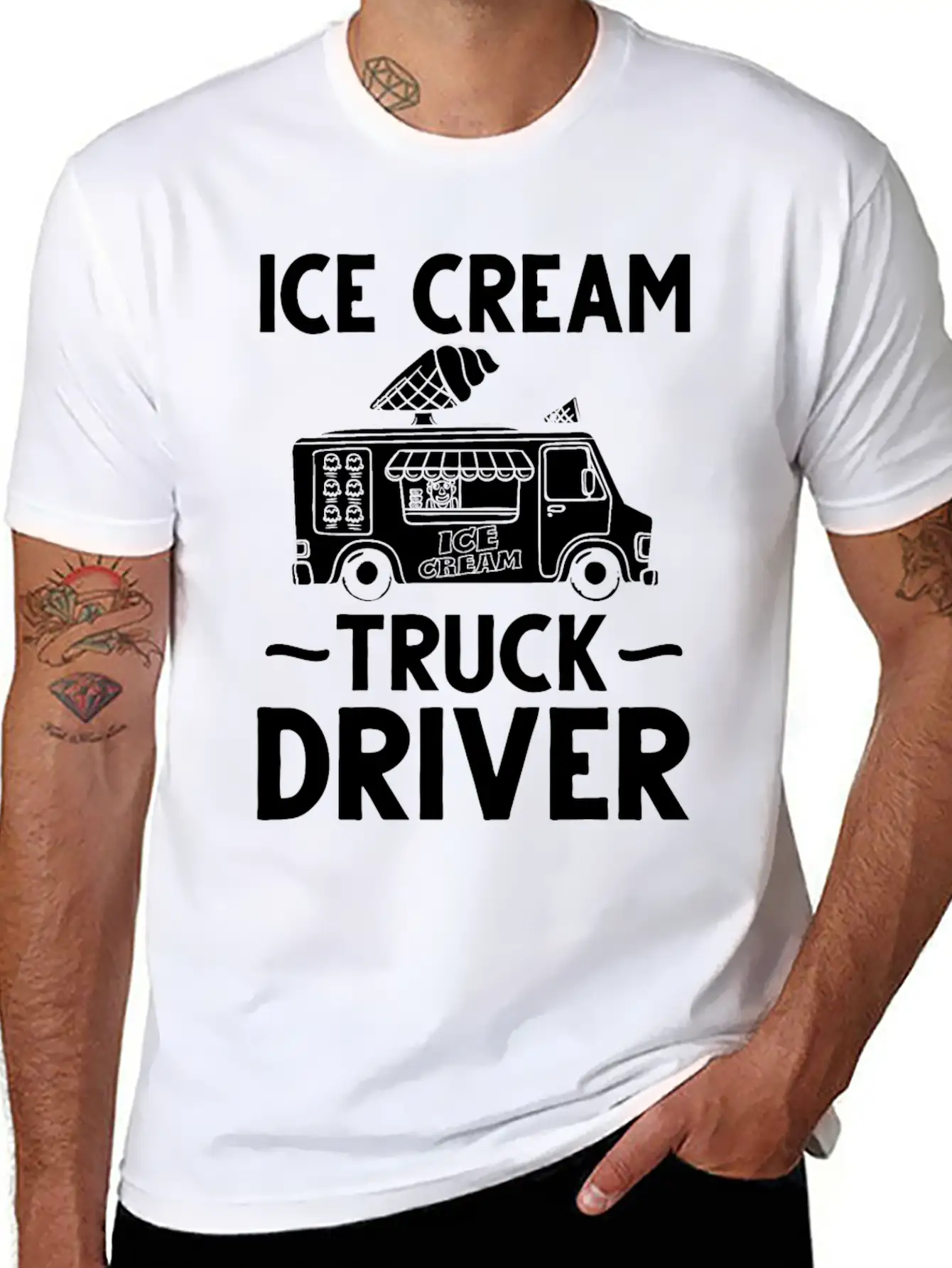 Ice Cream Truck Driver Ice Cream Van Man Stylish Everyday T-Shirt – Unisex Basic Cotton Tee