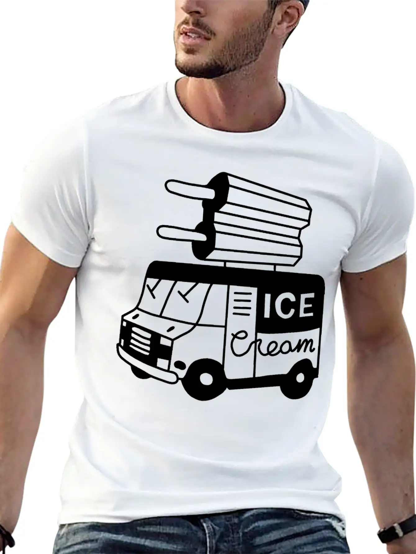 Ice Cream Truck Summer Unisex Casual T-Shirt – Clean Design For Daily Comfort