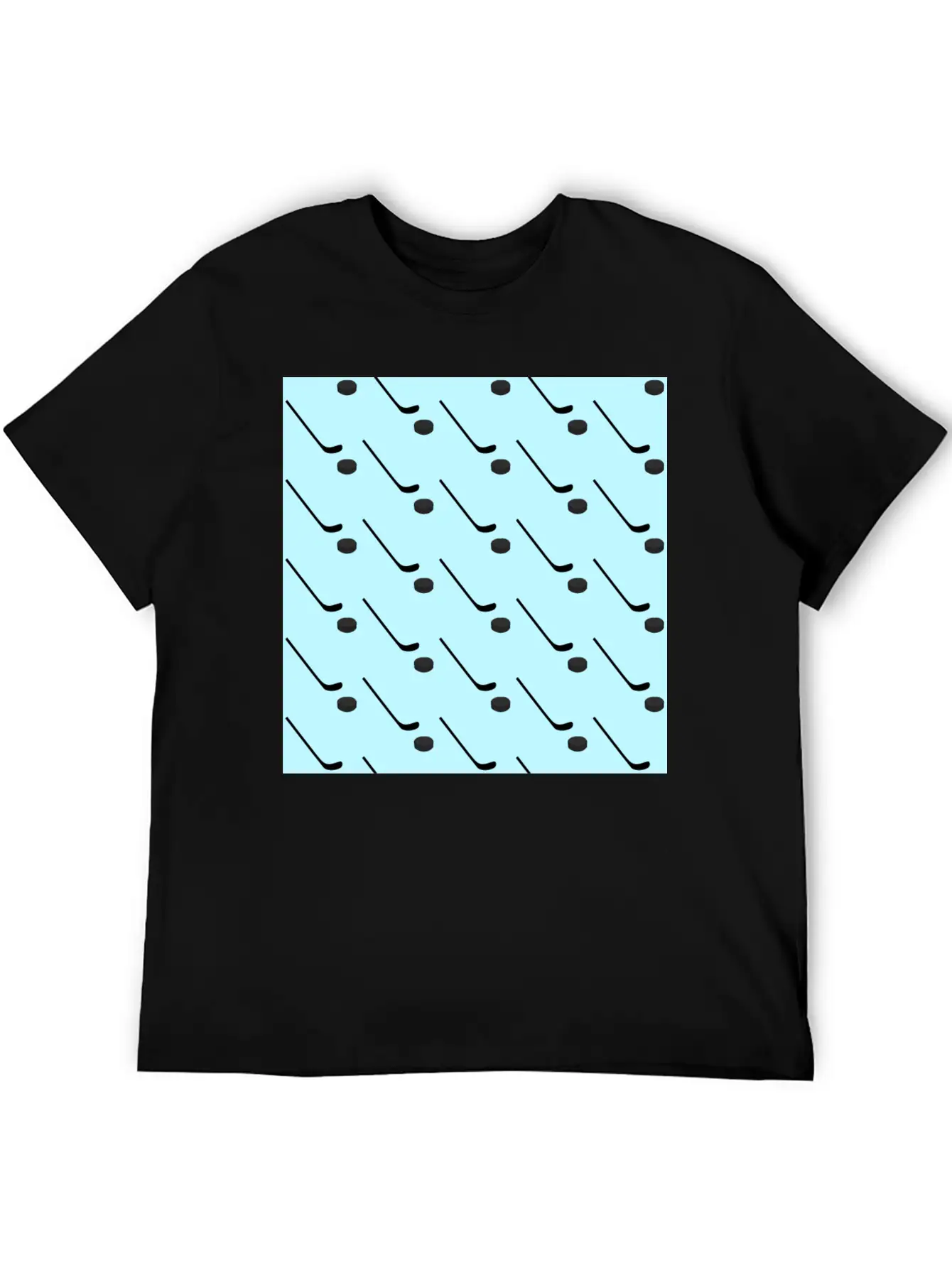 Ice Hockey Black Sticks Puck Light Blue Sport Basic Graphic T-Shirt – Daily Comfort In Soft Cotton