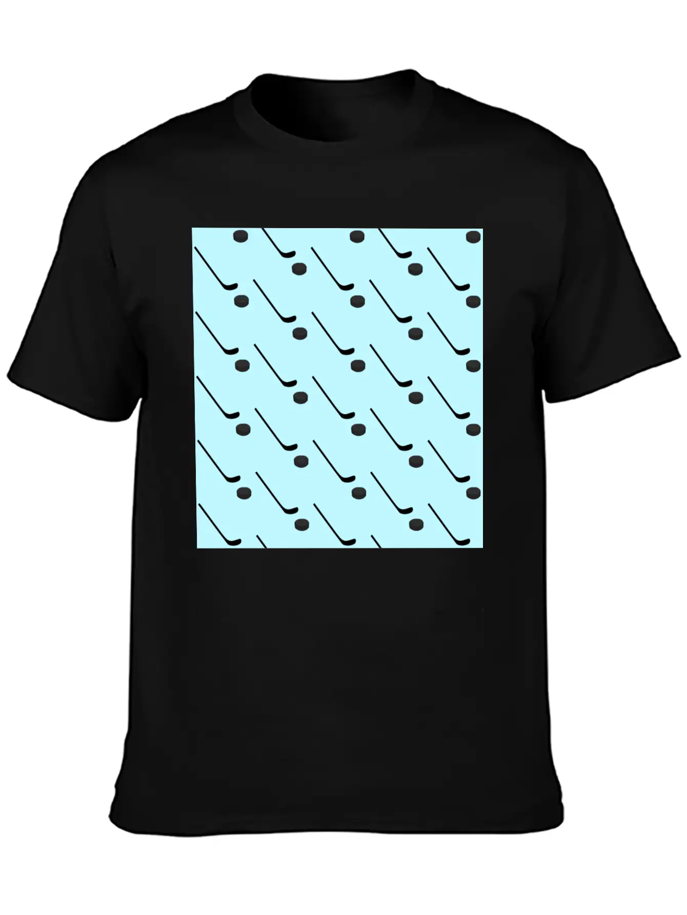 Ice Hockey Black Sticks Puck Light Blue Sport Basic Graphic T-Shirt – Daily Comfort In Soft Cotton