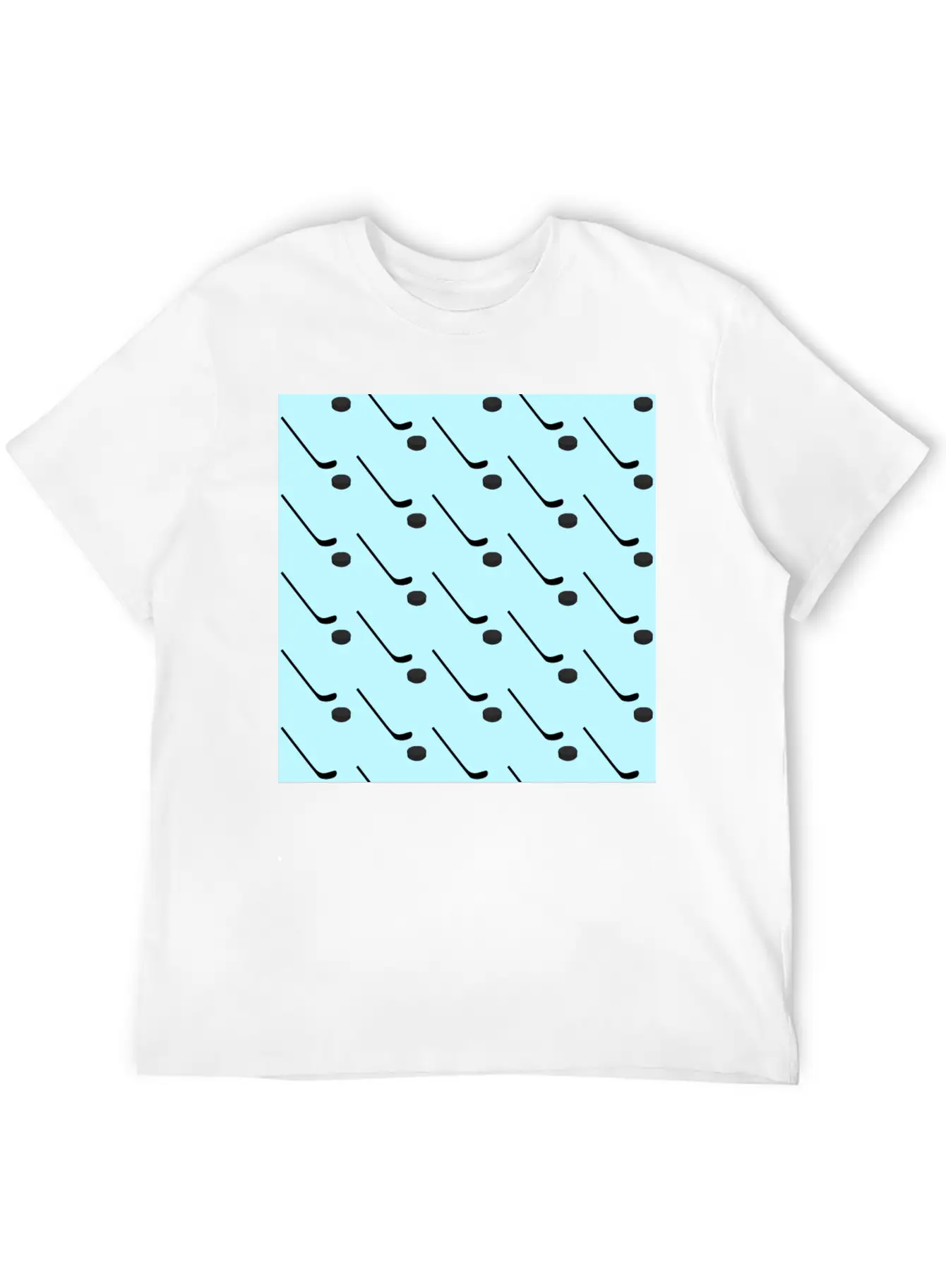 Ice Hockey Black Sticks Puck Light Blue Sport Basic Graphic T-Shirt – Daily Comfort In Soft Cotton