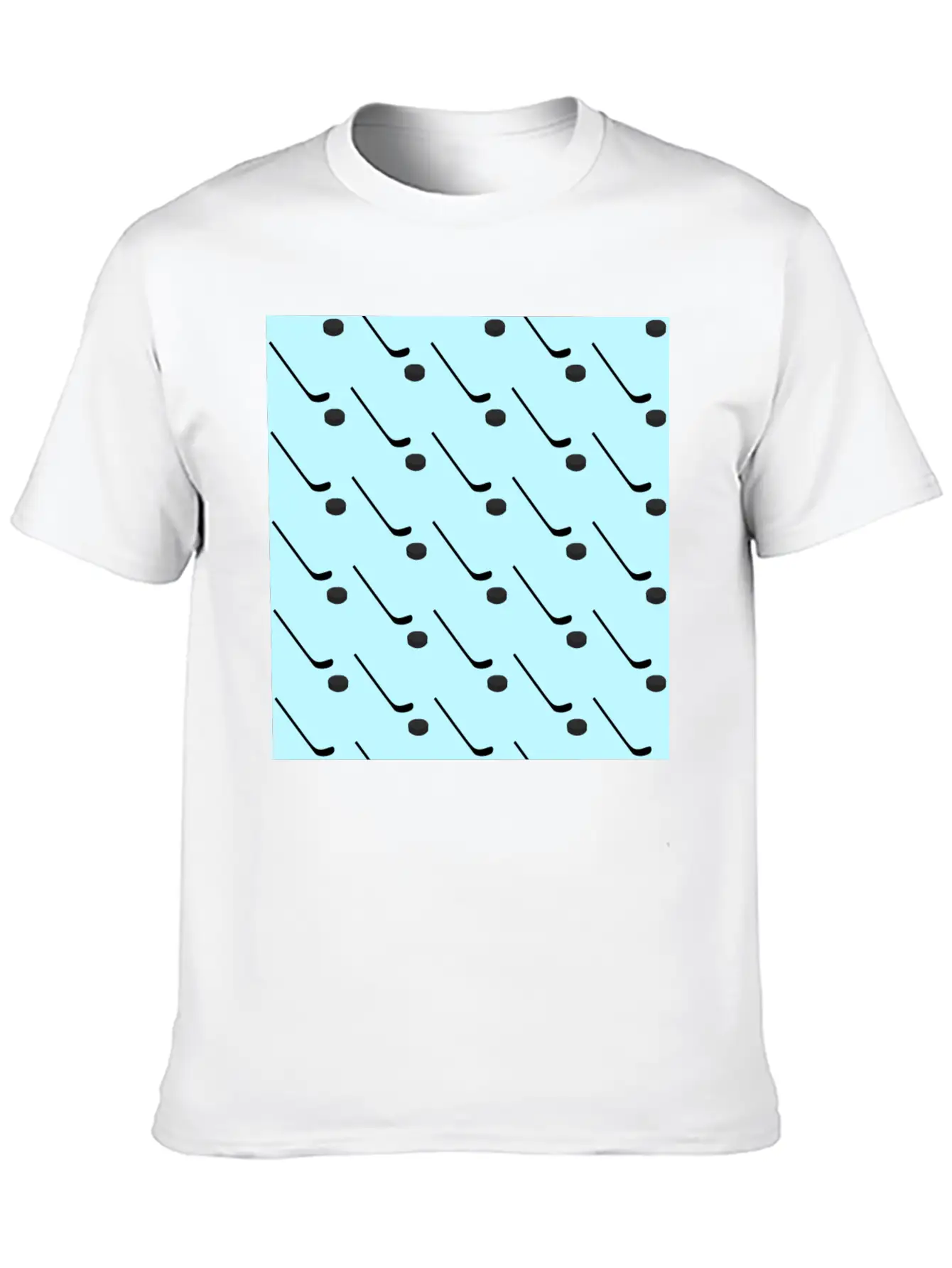 Ice Hockey Black Sticks Puck Light Blue Sport Basic Graphic T-Shirt – Daily Comfort In Soft Cotton