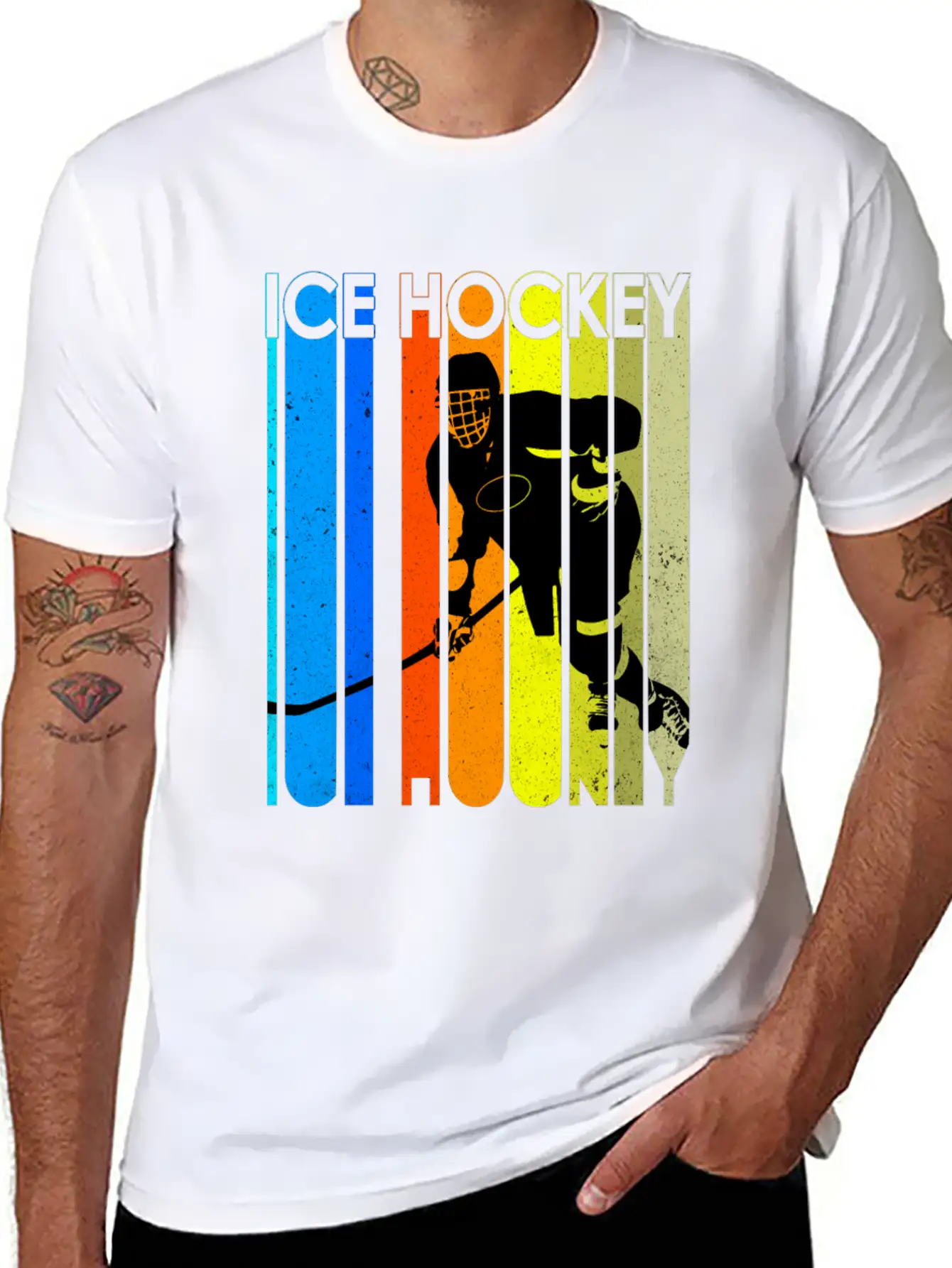 Ice Hockey Mask Puck Stick Field Goal Champion Stylish Everyday T-Shirt – Unisex Basic Cotton Tee