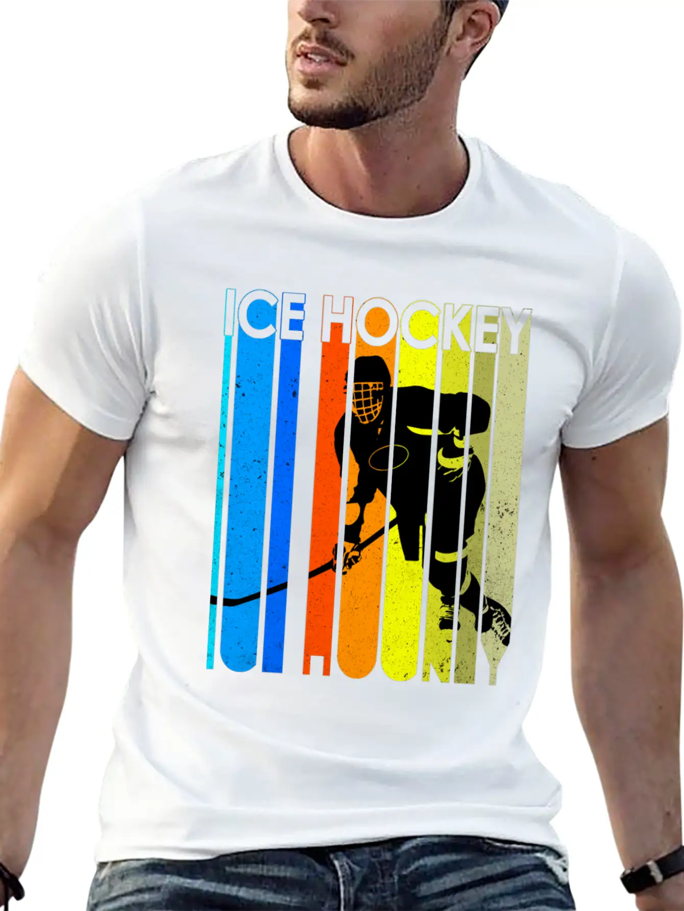 Ice Hockey Mask Puck Stick Field Goal Champion Stylish Everyday T-Shirt – Unisex Basic Cotton Tee