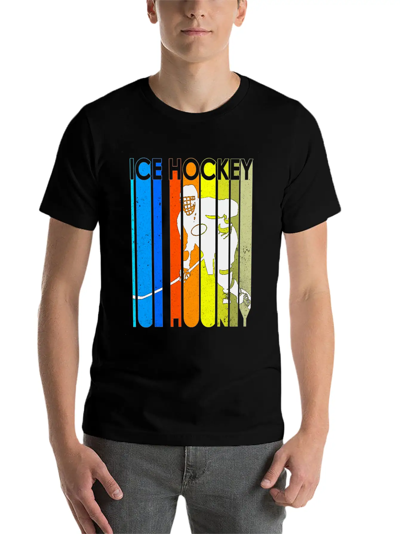 Ice Hockey Mask Puck Stick Field Goal Champion Stylish Everyday T-Shirt – Unisex Basic Cotton Tee