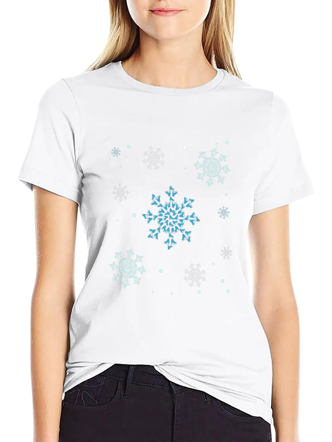 Ice Skating Snowflakes Ice Skates Unisex Short Sleeve Soft Cotton T-Shirt – Casual Everyday Wear