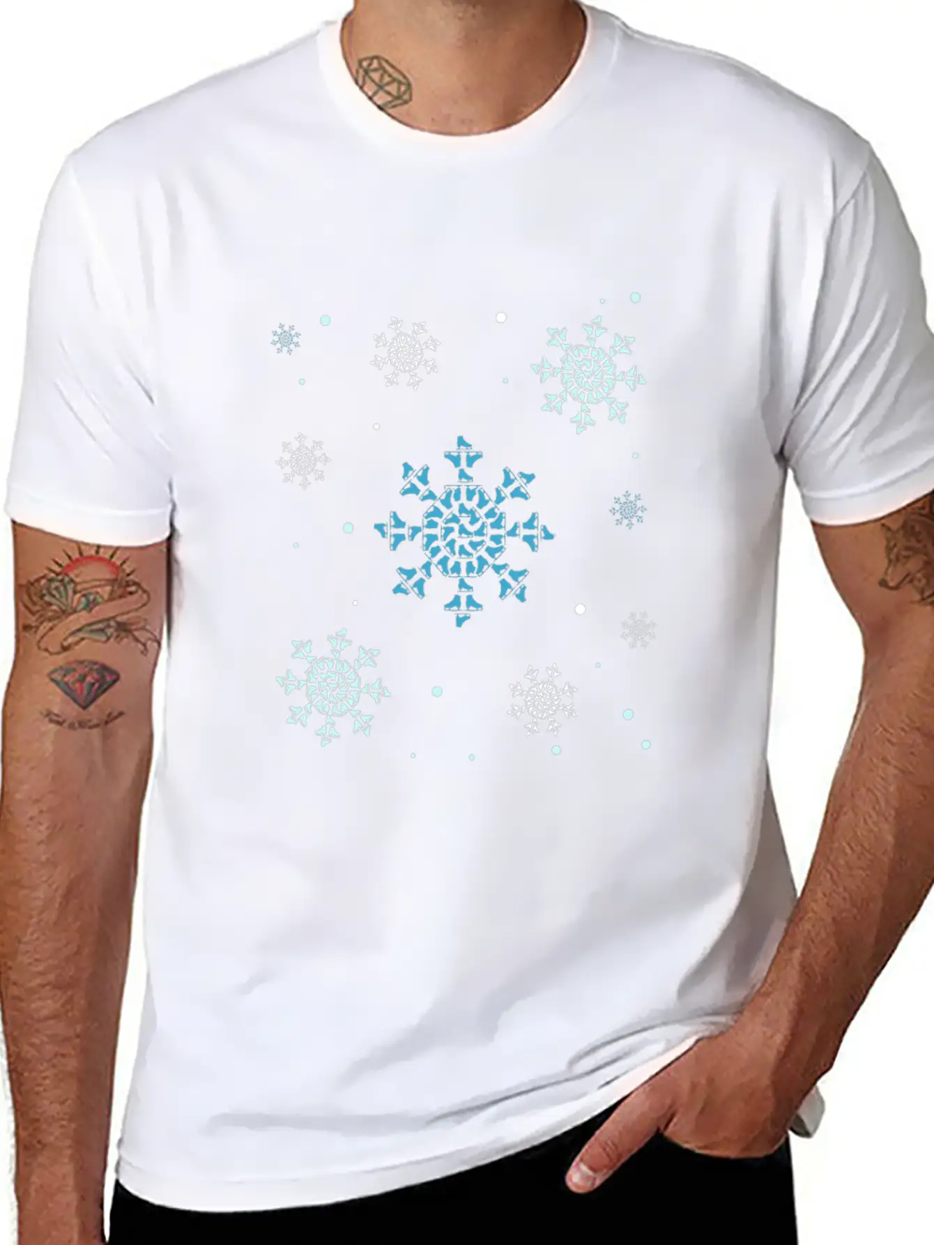 Ice Skating Snowflakes Ice Skates Unisex Short Sleeve Soft Cotton T-Shirt – Casual Everyday Wear