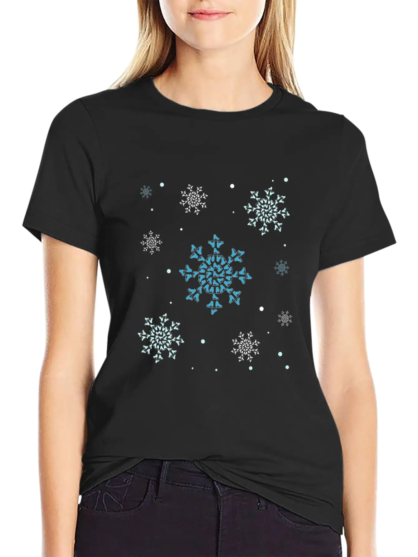 Ice Skating Snowflakes Ice Skates Unisex Short Sleeve Soft Cotton T-Shirt – Casual Everyday Wear