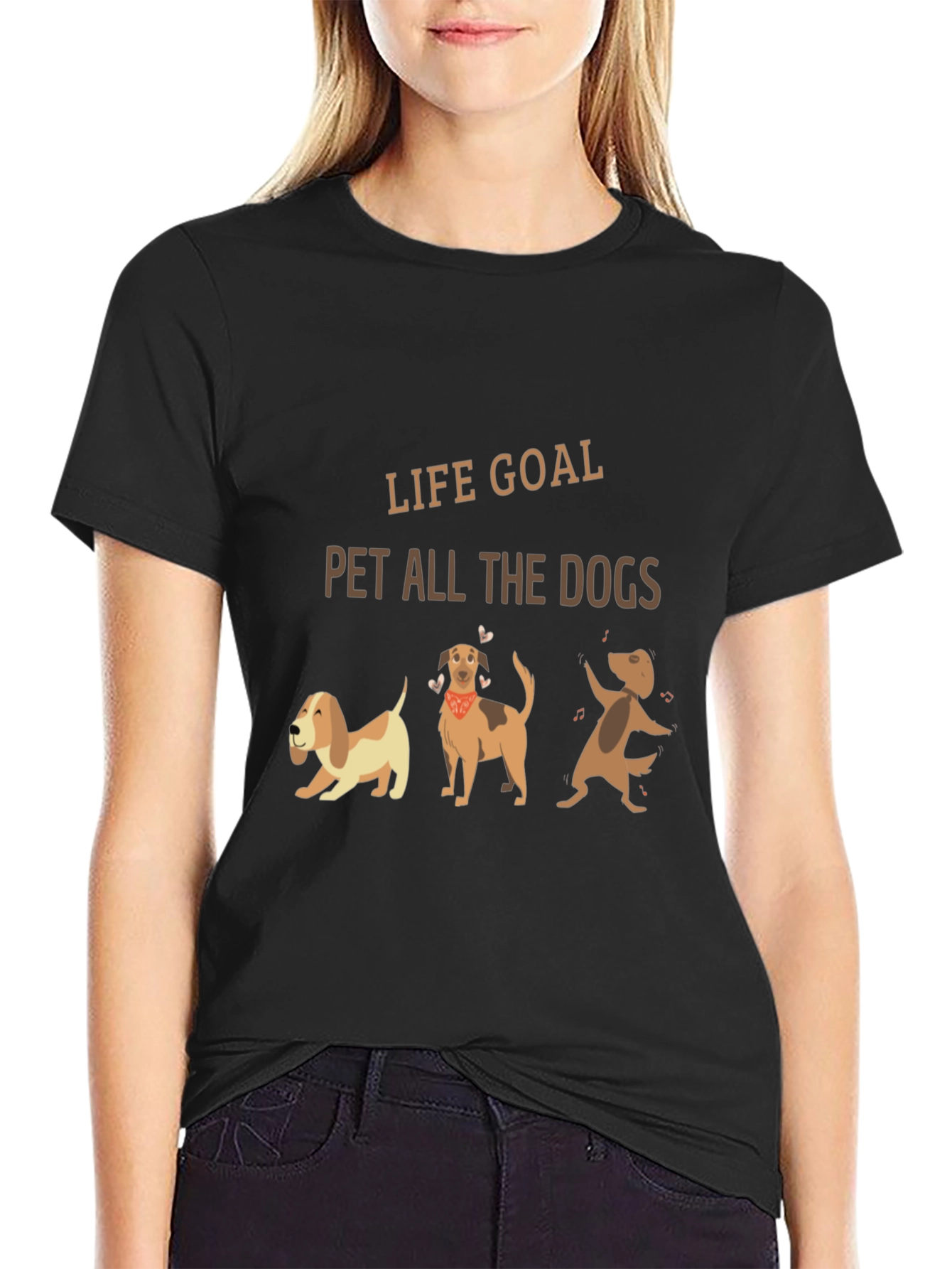 Life Goal Pet All The Dogs Black T-Shirt