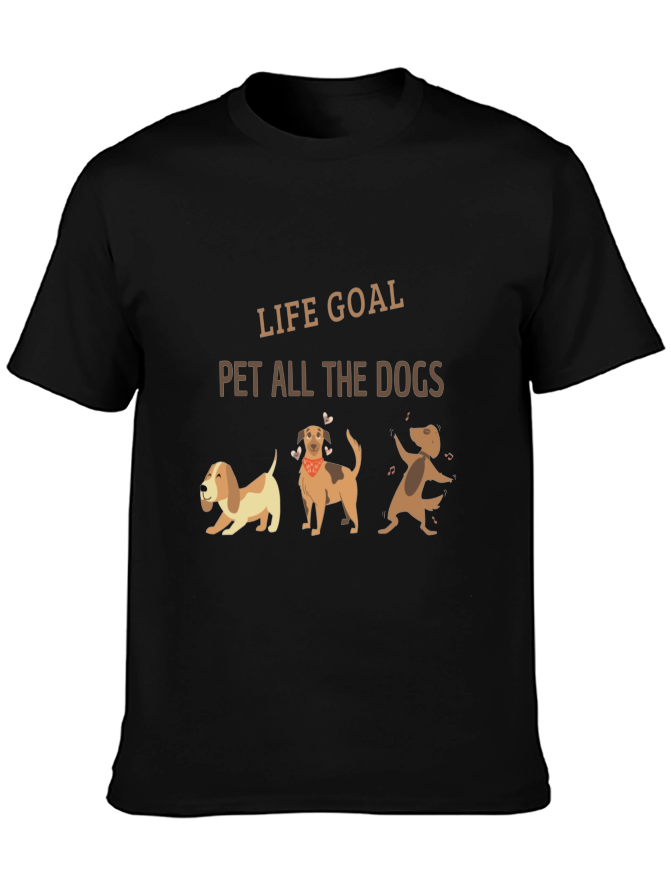 Life Goal Pet All The Dogs Black T-Shirt
