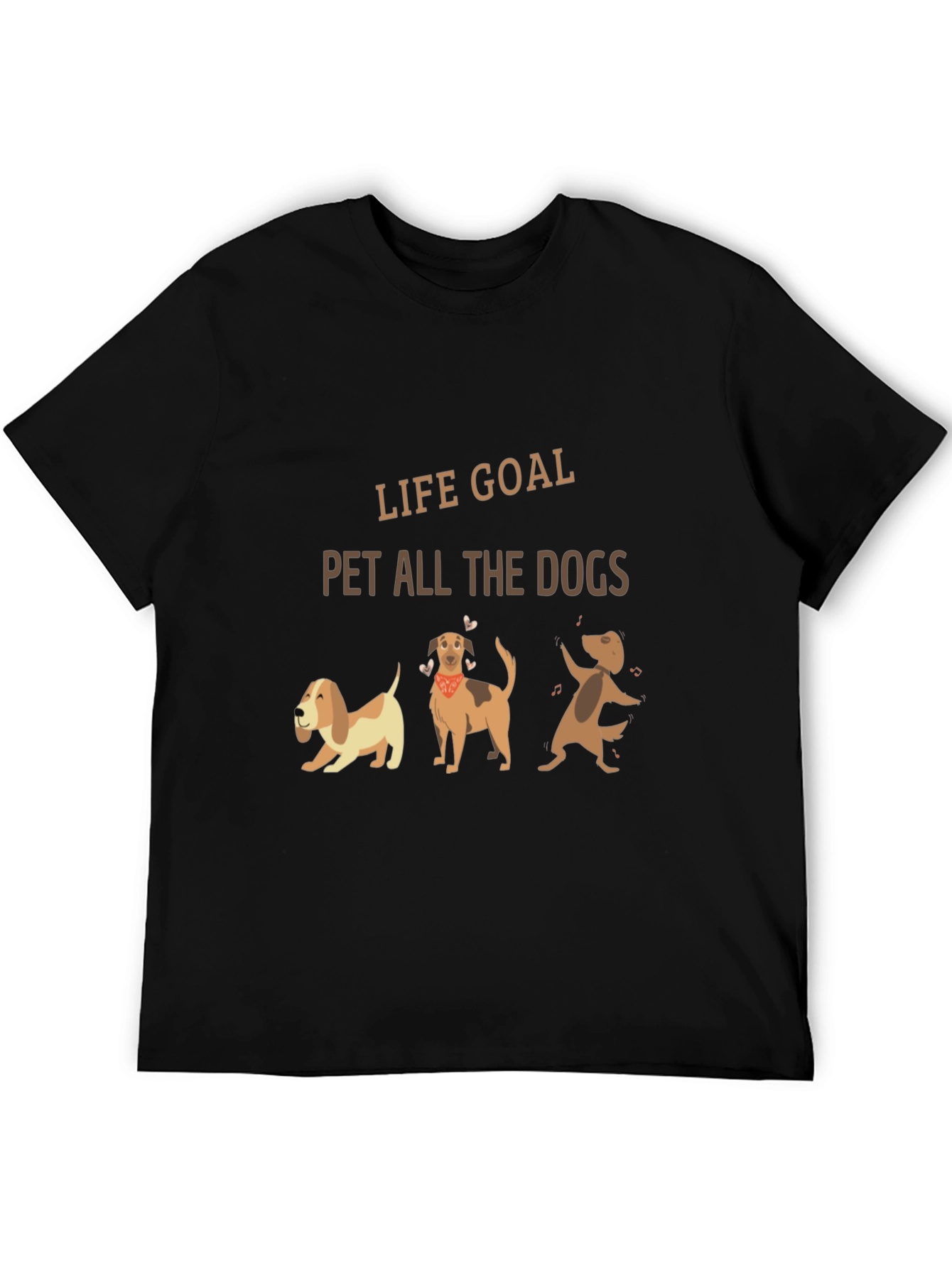 Life Goal Pet All The Dogs Black T-Shirt