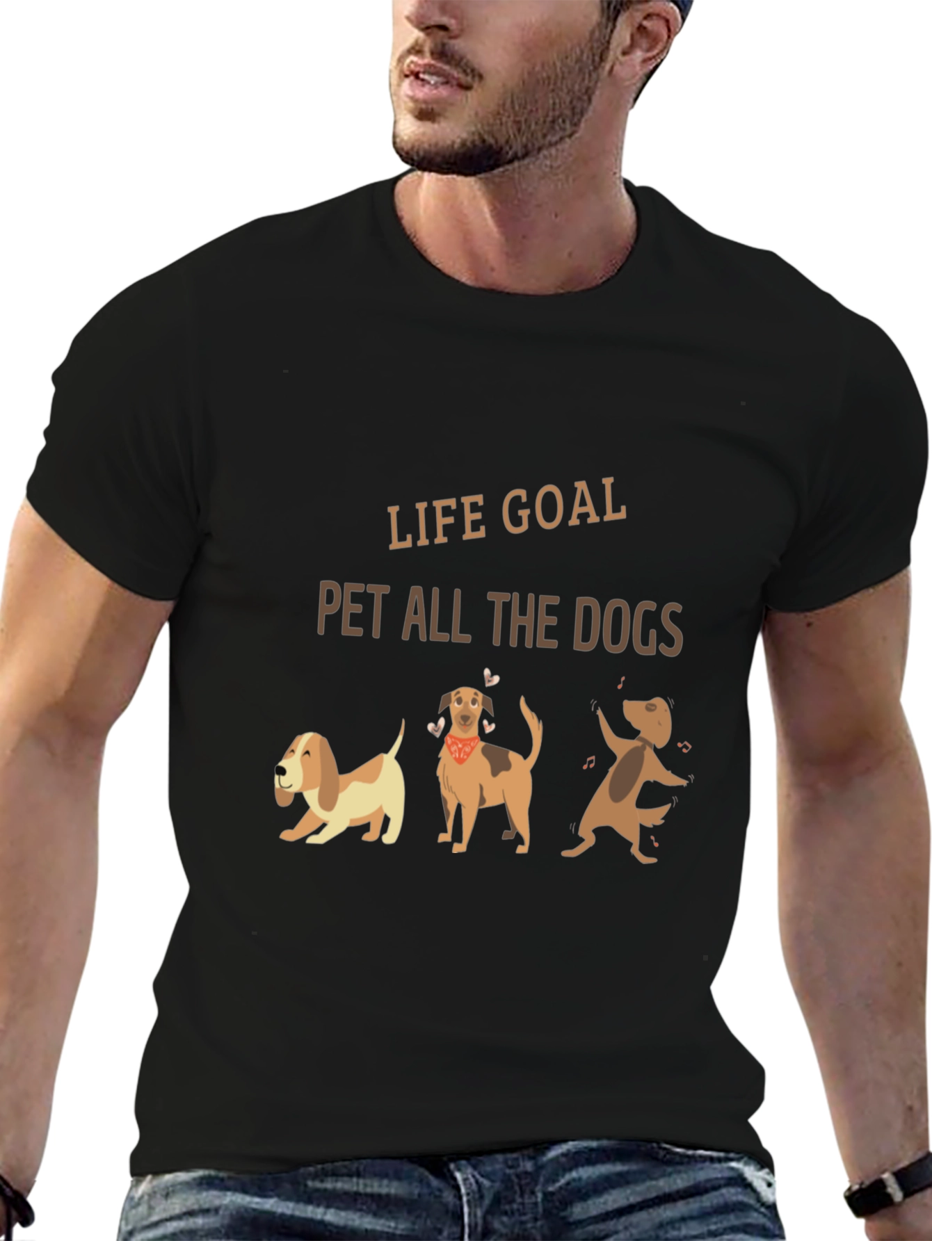 Life Goal Pet All The Dogs Black T-Shirt