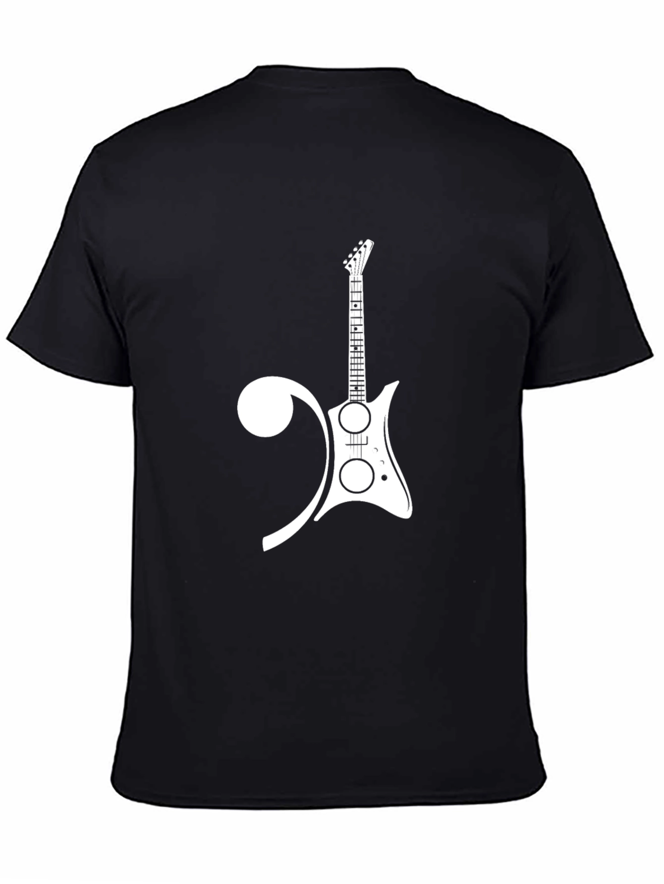 Guitar and Treble Clef Black T-Shirt