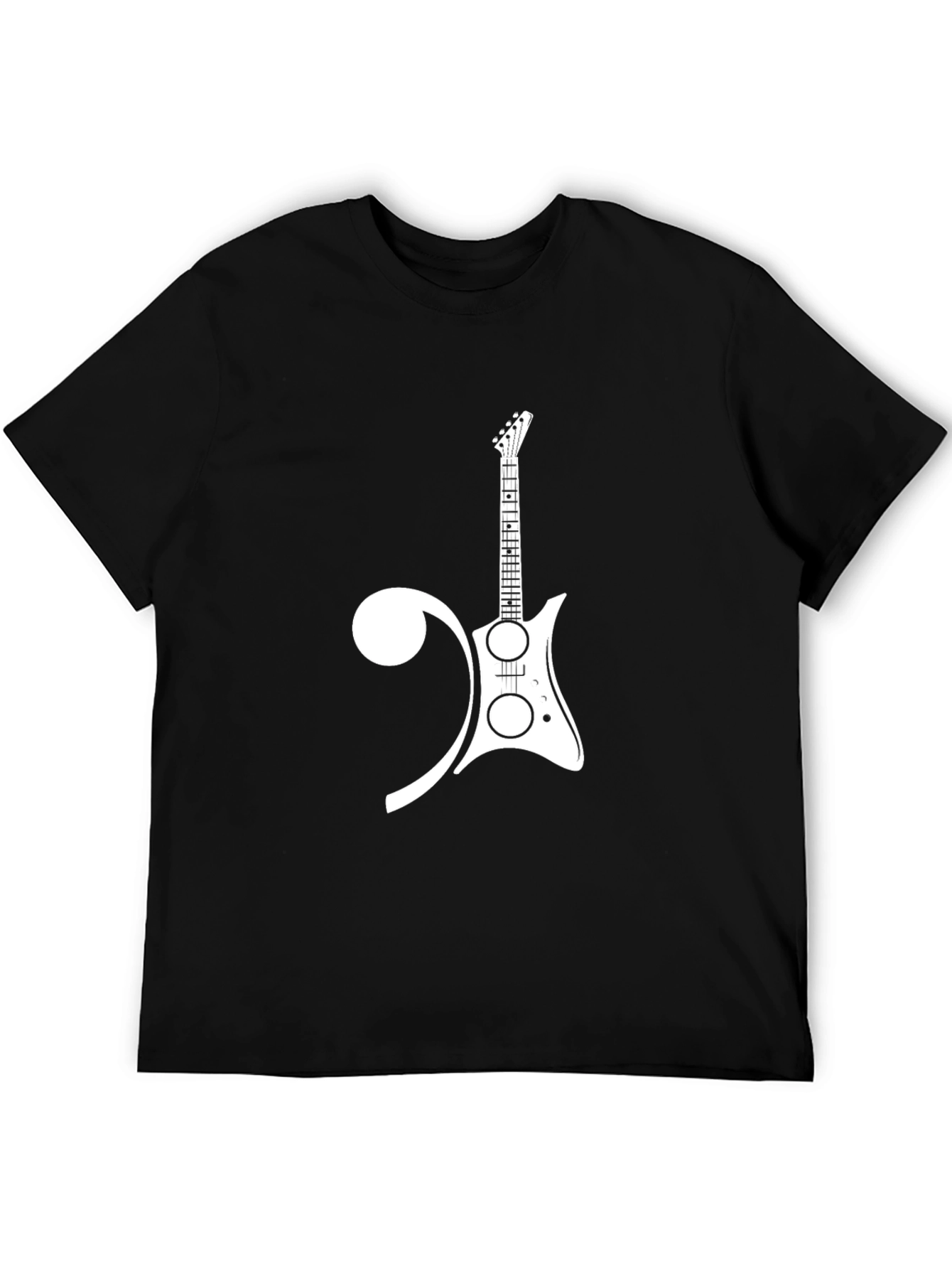 Guitar and Treble Clef Black T-Shirt