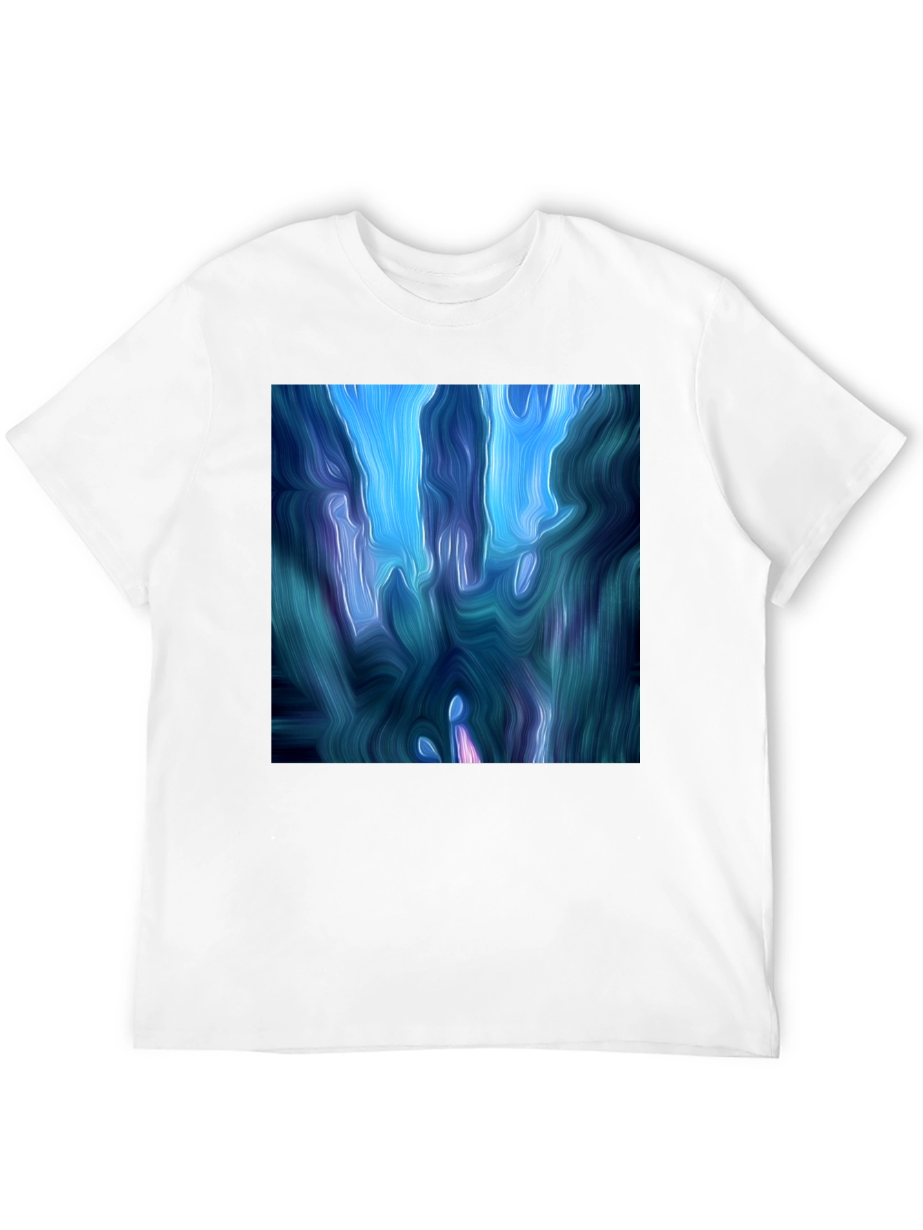 Abstract Blue Swirl Graphic T-Shirt