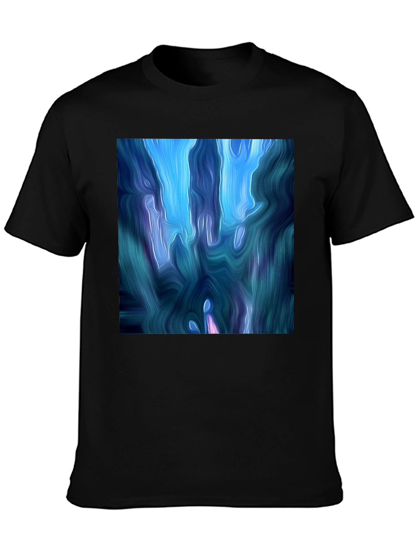 Abstract Blue Swirl Graphic T-Shirt