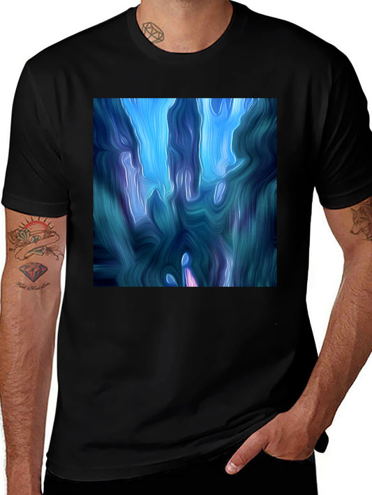 Abstract Blue Swirl Graphic T-Shirt