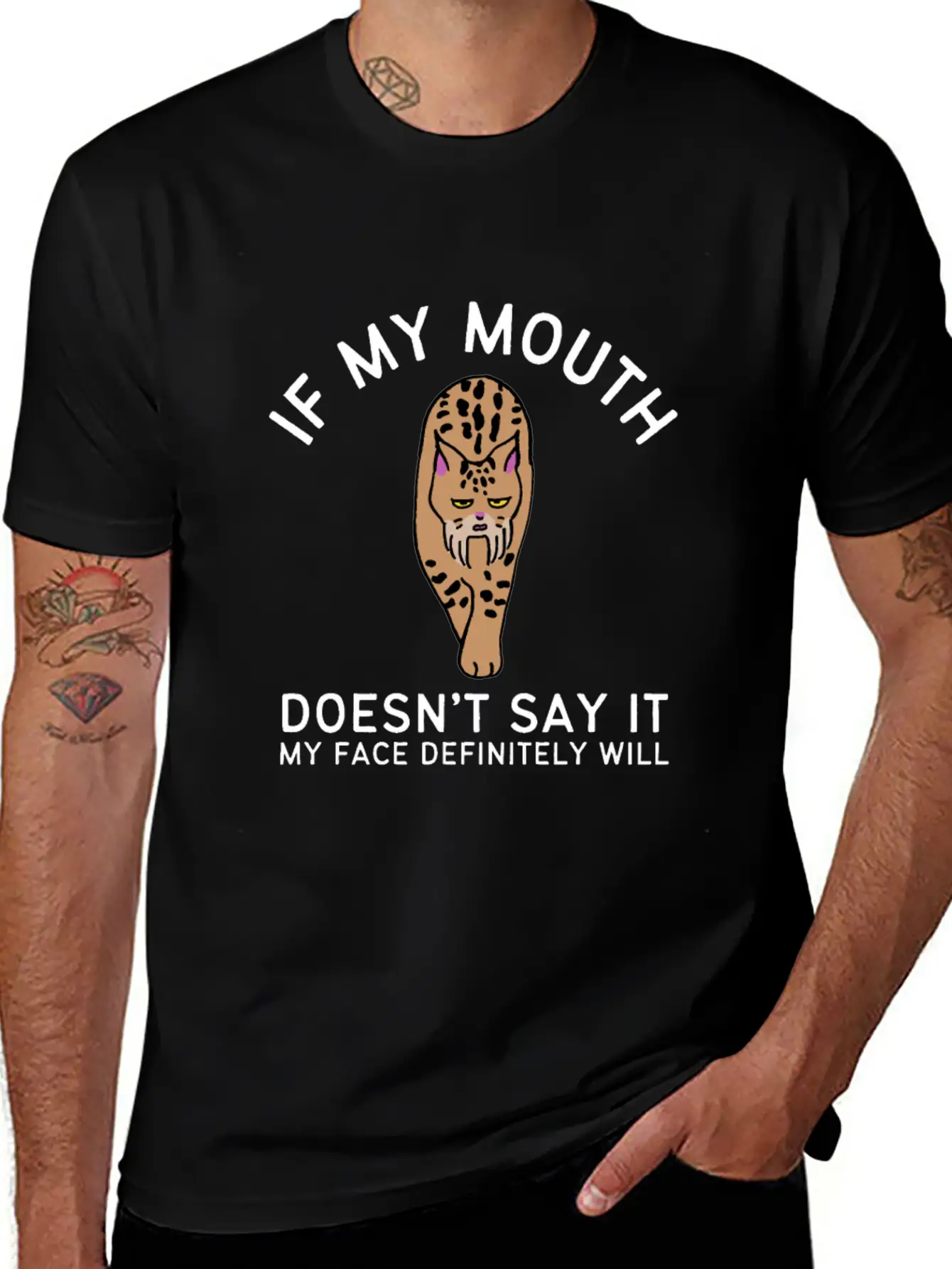 If My Mouth Doesn't Say It My Face Definitely Will Basic Graphic T-Shirt – Daily Comfort In Soft Cotton
