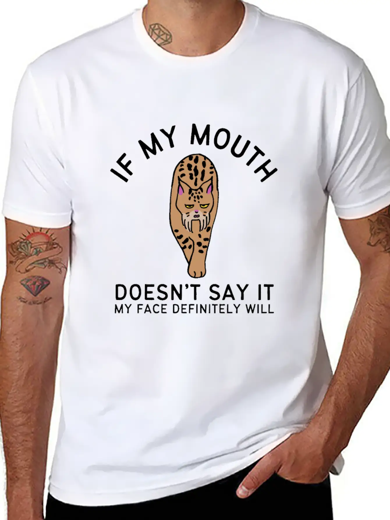 If My Mouth Doesn't Say It My Face Definitely Will Basic Graphic T-Shirt – Daily Comfort In Soft Cotton