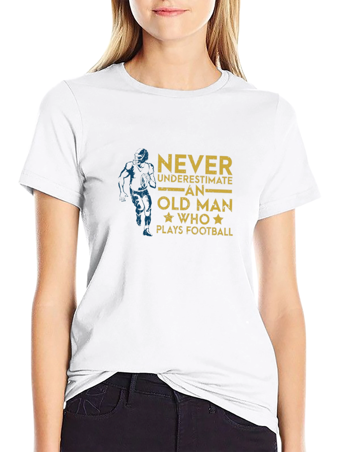Never Underestimate an Old Man Who Plays Football T-Shirt