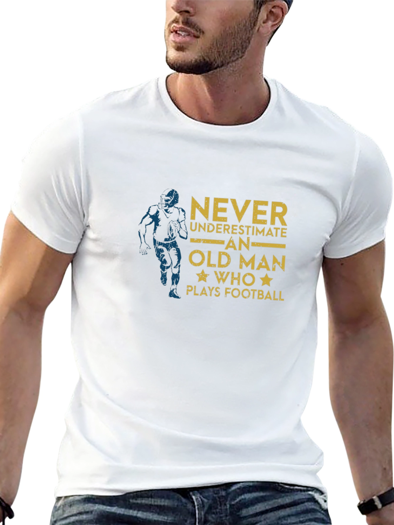 Never Underestimate an Old Man Who Plays Football T-Shirt