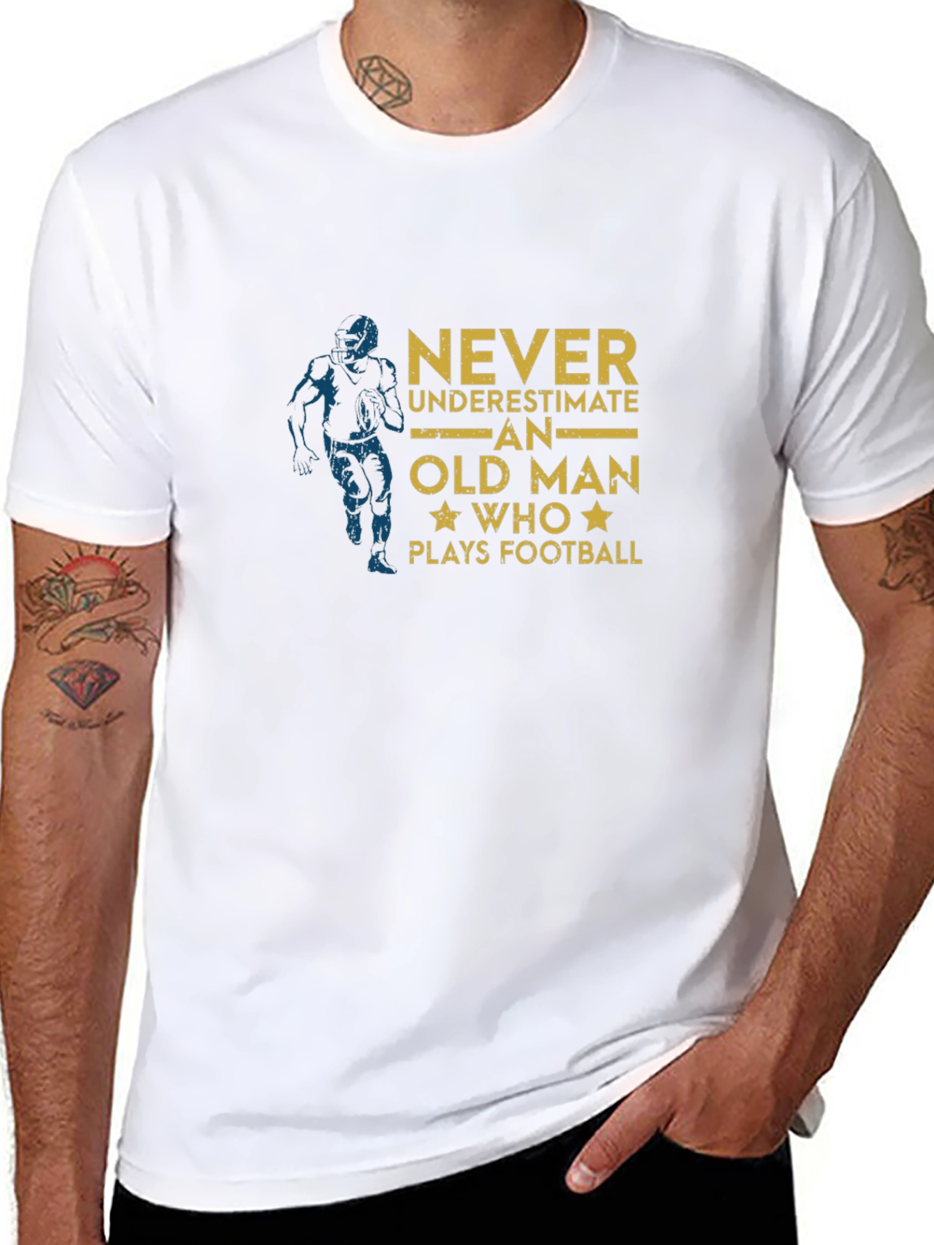 Never Underestimate an Old Man Who Plays Football T-Shirt