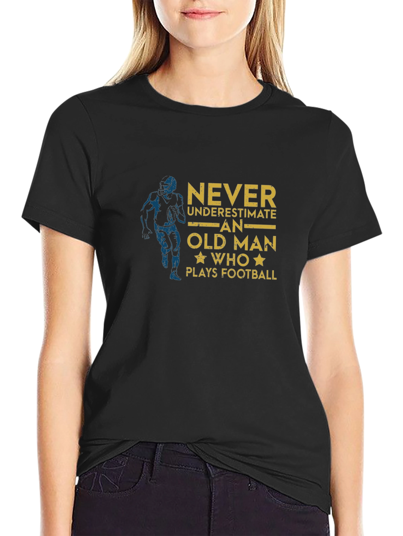 Never Underestimate an Old Man Who Plays Football T-Shirt