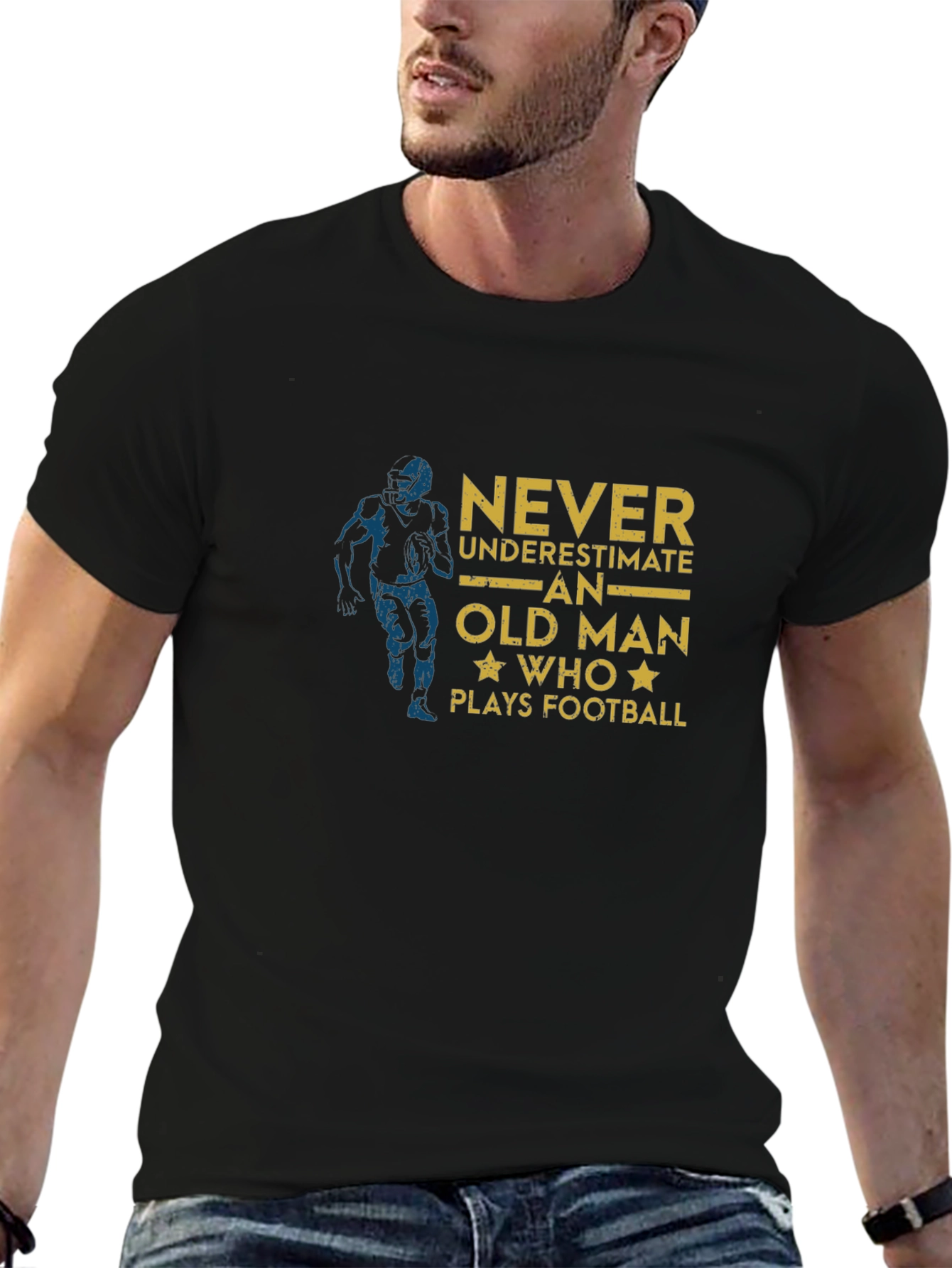 Never Underestimate an Old Man Who Plays Football T-Shirt