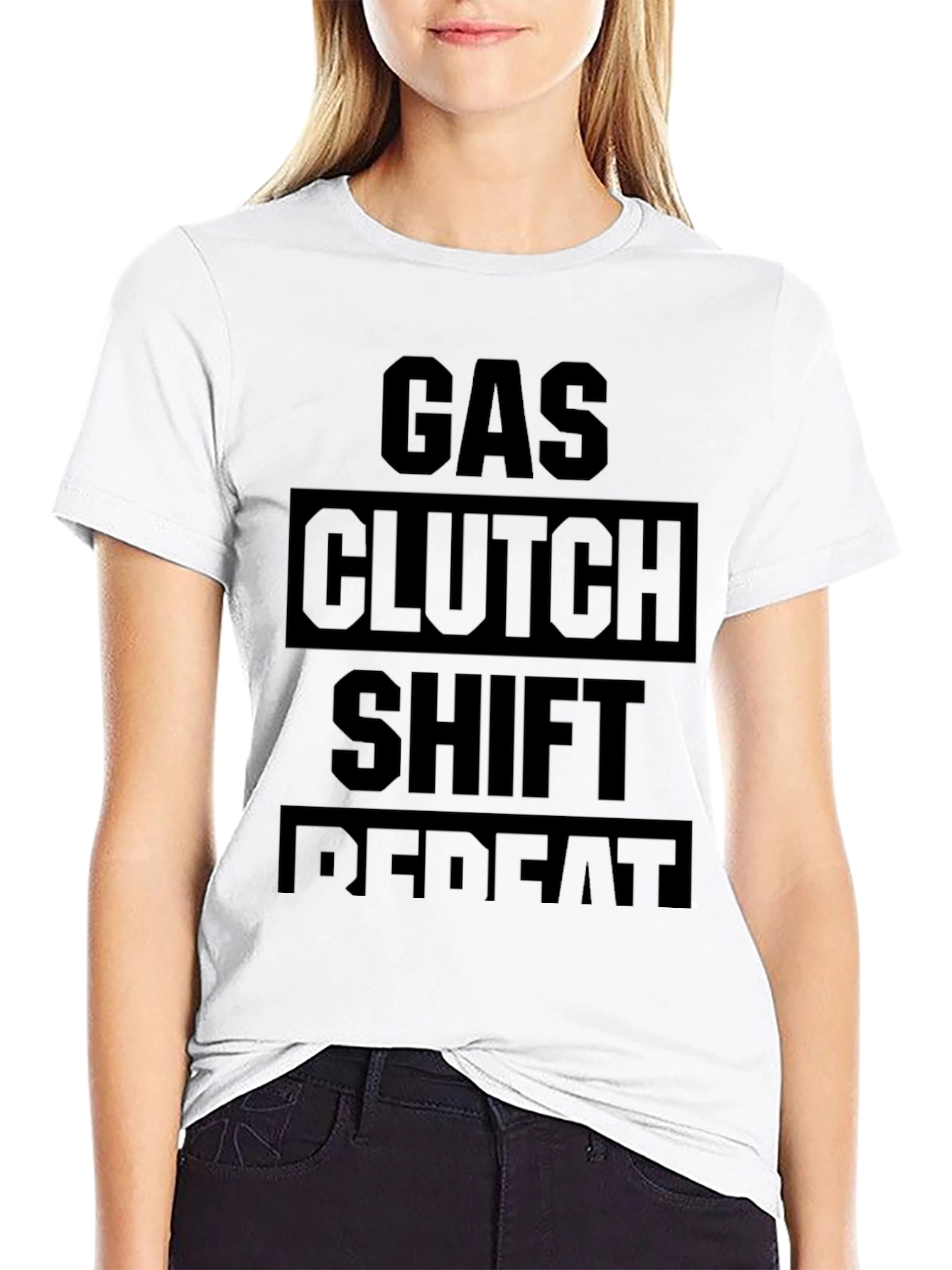 Gas Clutch Shift Repeat Black Graphic Tee