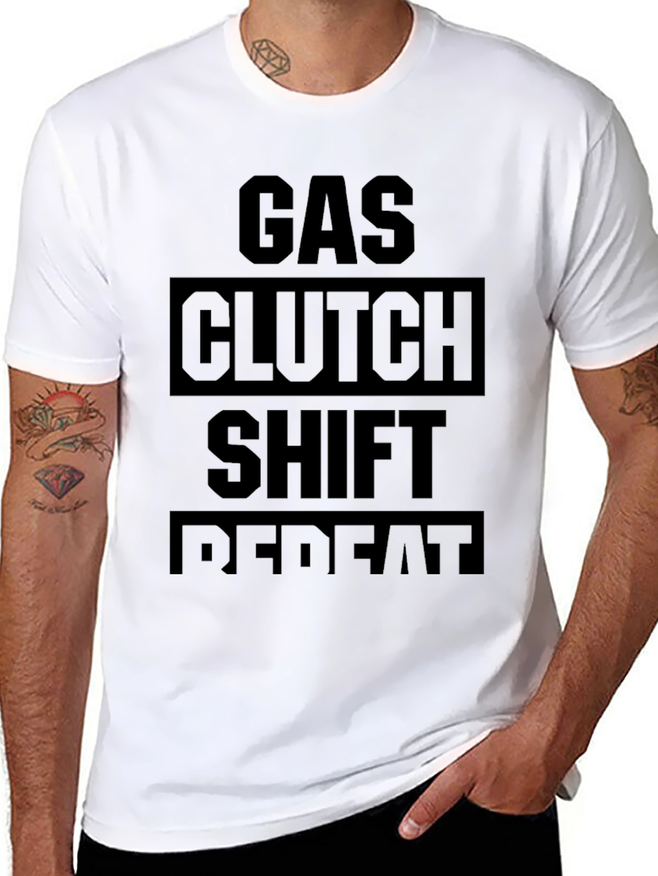 Gas Clutch Shift Repeat Black Graphic Tee