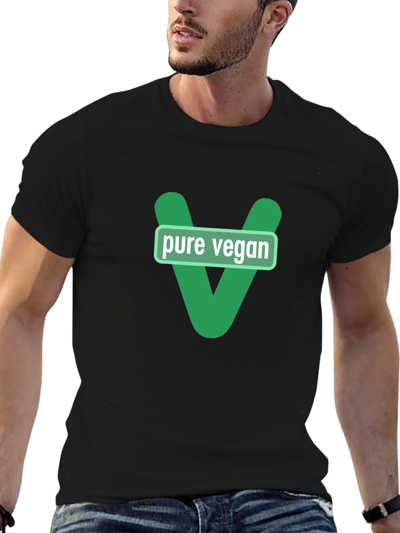 Pure Vegan Graphic Tee - Black Cotton T-Shirt